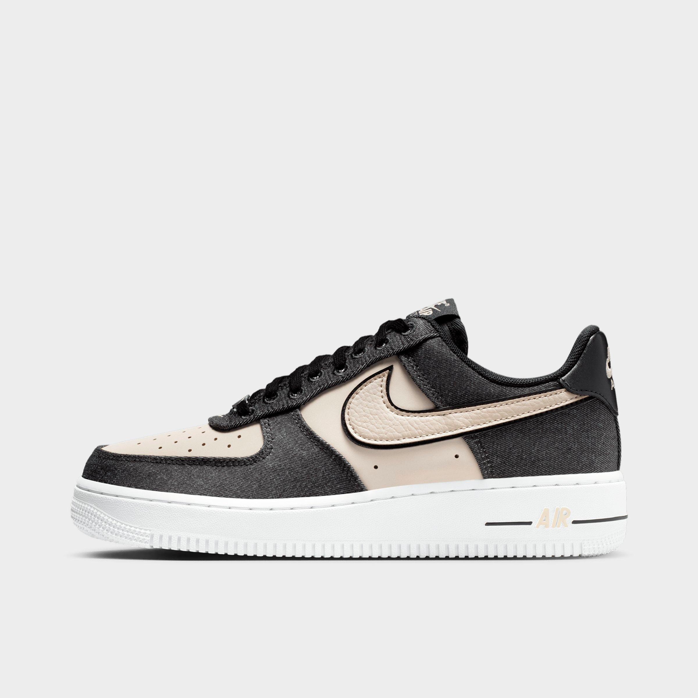 Nike Women's Air Force 1 '07 SE Casual Shoes in Black/White/Metallic Silver Size: 11.5
