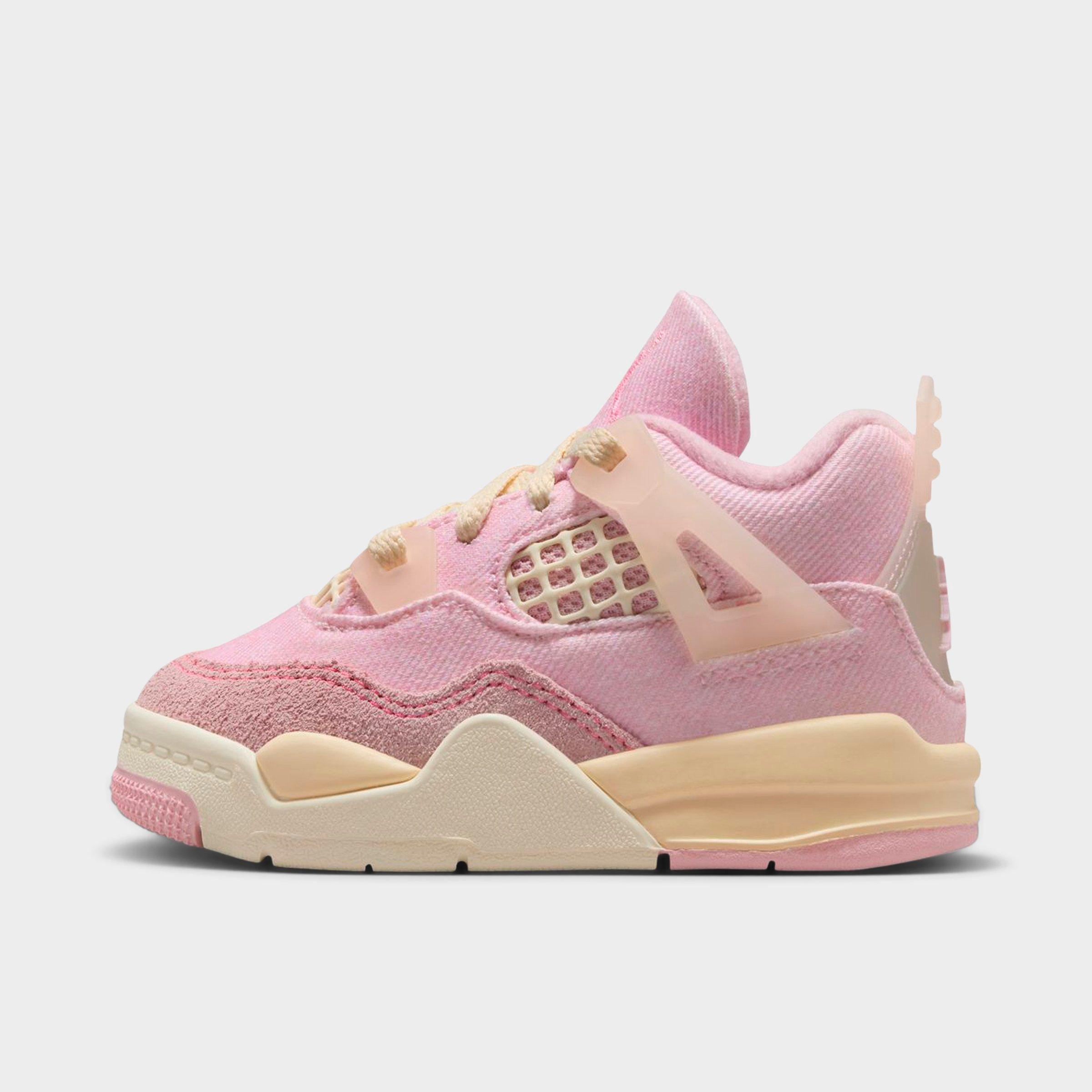 Jordan Kids Toddler Air Retro 4 Textile Basketball Shoes in Pearl Pink/Iced Carmine/Coconut Milk Size: 10.0