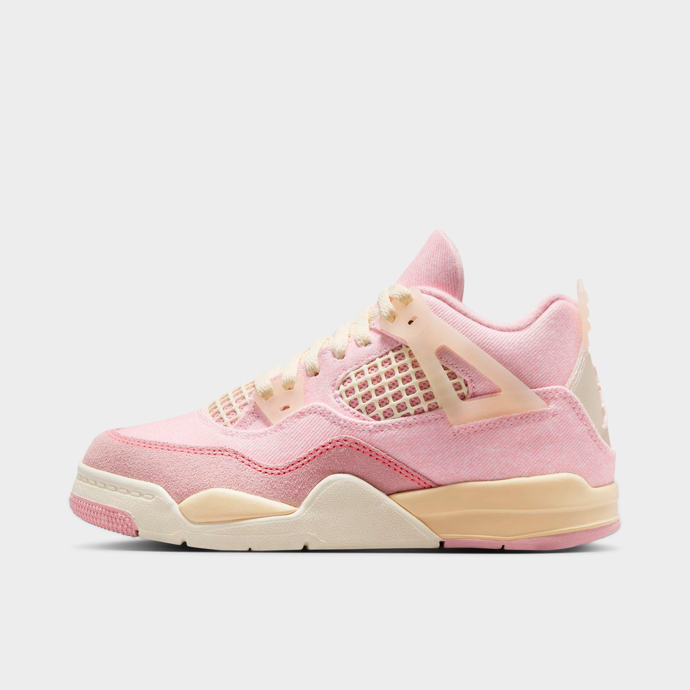 Jordan Little Kids Air Retro 4 Textile Basketball Shoes in Pearl Pink/Iced Carmine/Coconut Milk Size: 3.0