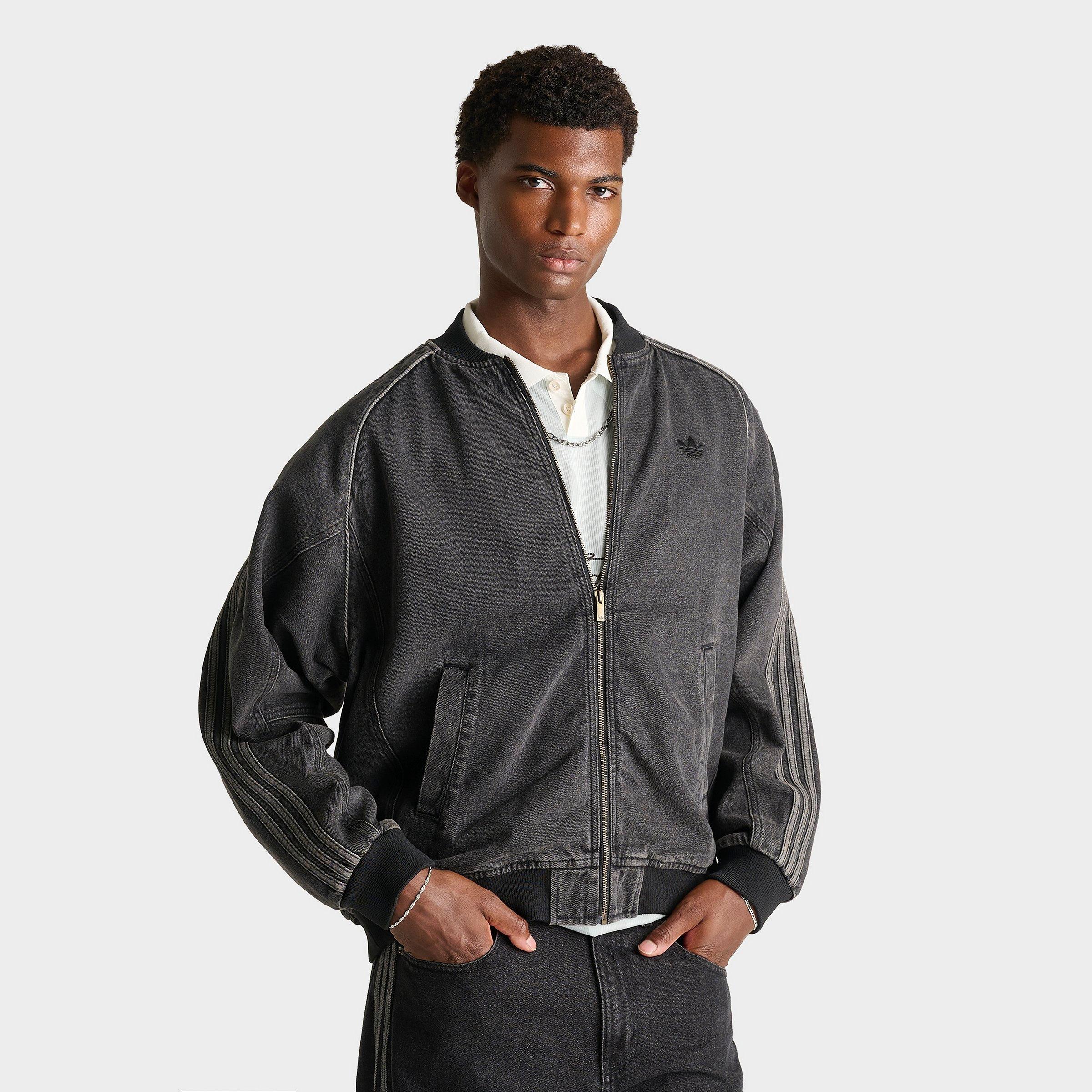 adidas Men's Originals SST Denim Full-Zip Track Top in True Black Denim Size: XL