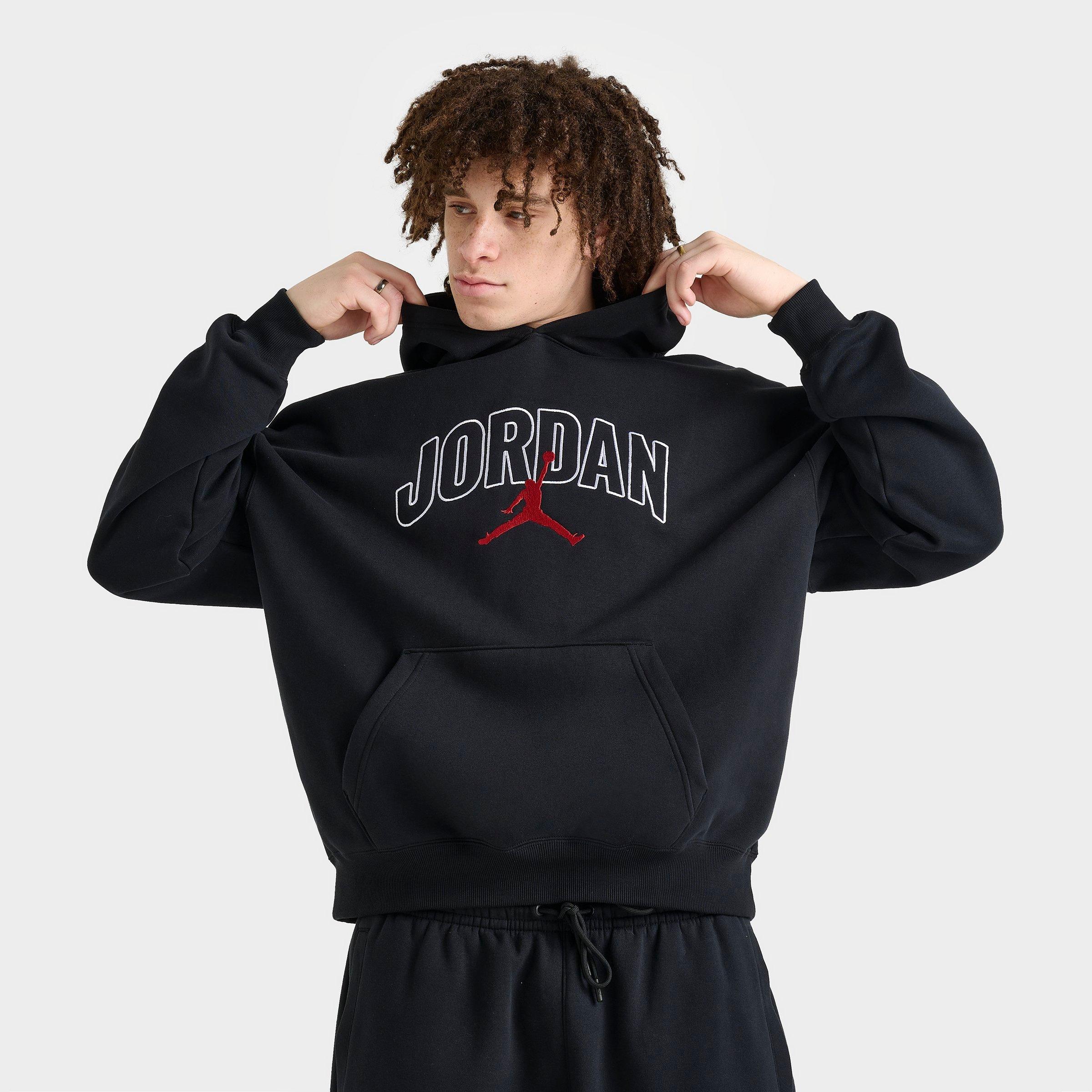 Jordan Men's Brooklyn Fleece Oversized Pullover Hoodie in Black/Black Size XL Cotton/Polyester/Fleece