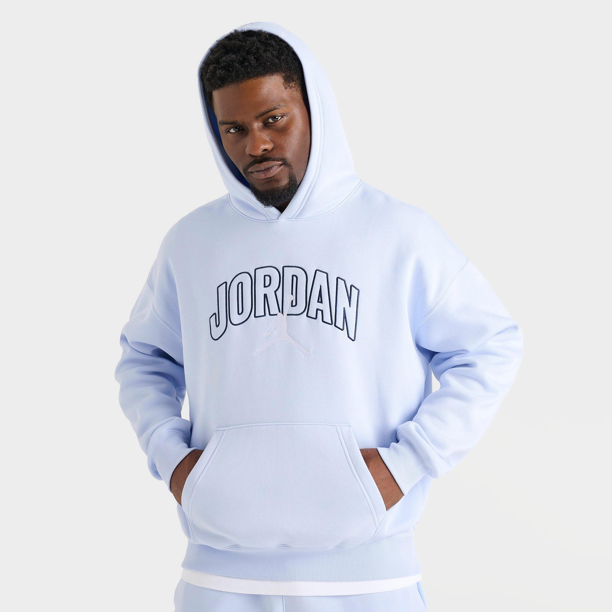 Jordan Men's Brooklyn Fleece Oversized Pullover Hoodie in Blue/Hydrogen Blue Size Small Cotton/Polyester/Fleece