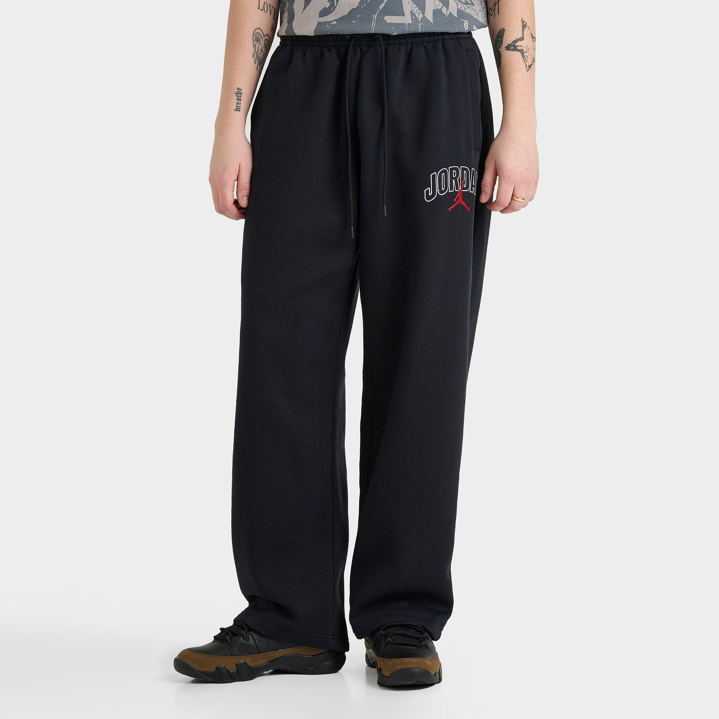 Jordan Men's Brooklyn Fleece Wordmark Logo Oversized Sweatpants in Black/Black Size Large Cotton/Polyester/Fleece