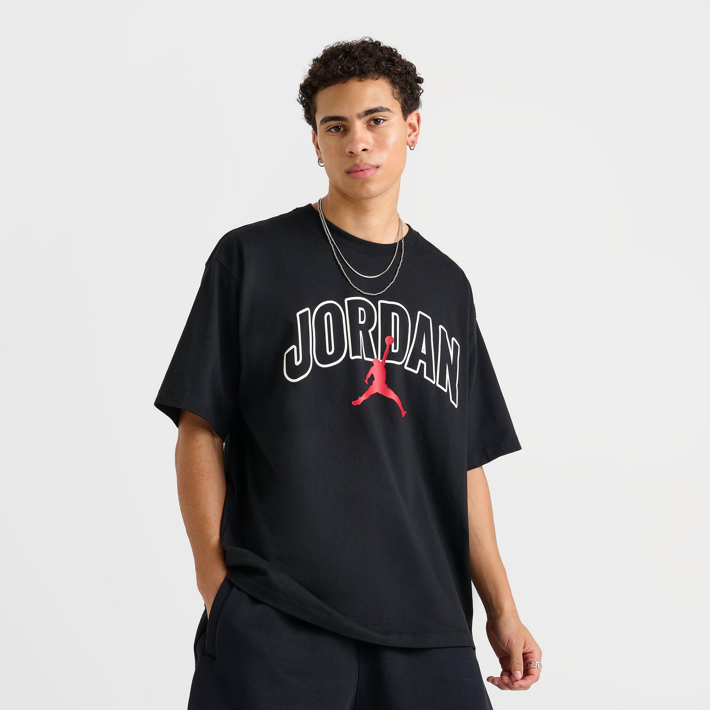 Jordan Men's Brooklyn Arch Logo T-Shirt in Black/Black Size 3XL 100% Cotton