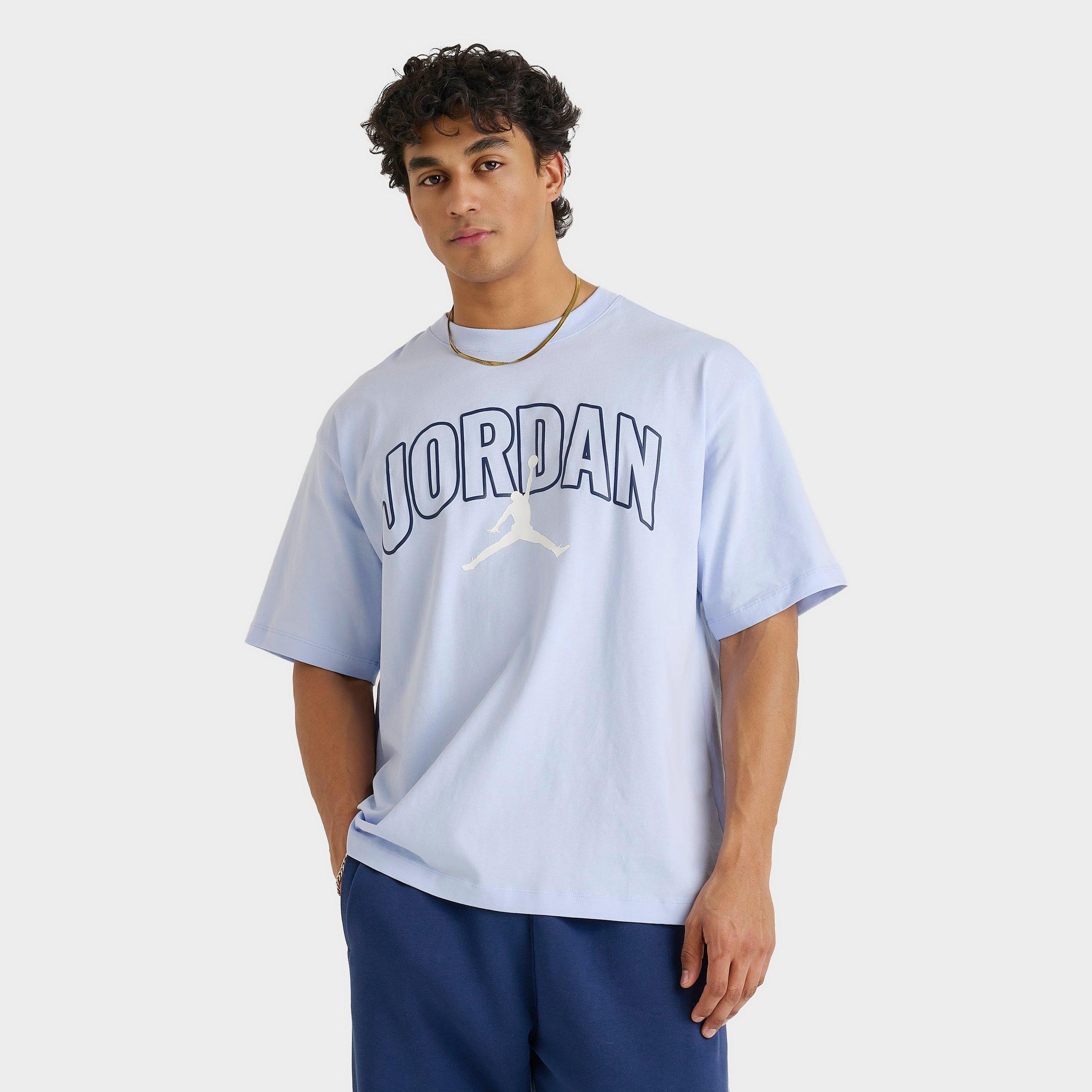 Jordan Men's Brooklyn Arch Logo T-Shirt in Blue/Hydrogen Blue Size 2XL 100% Cotton