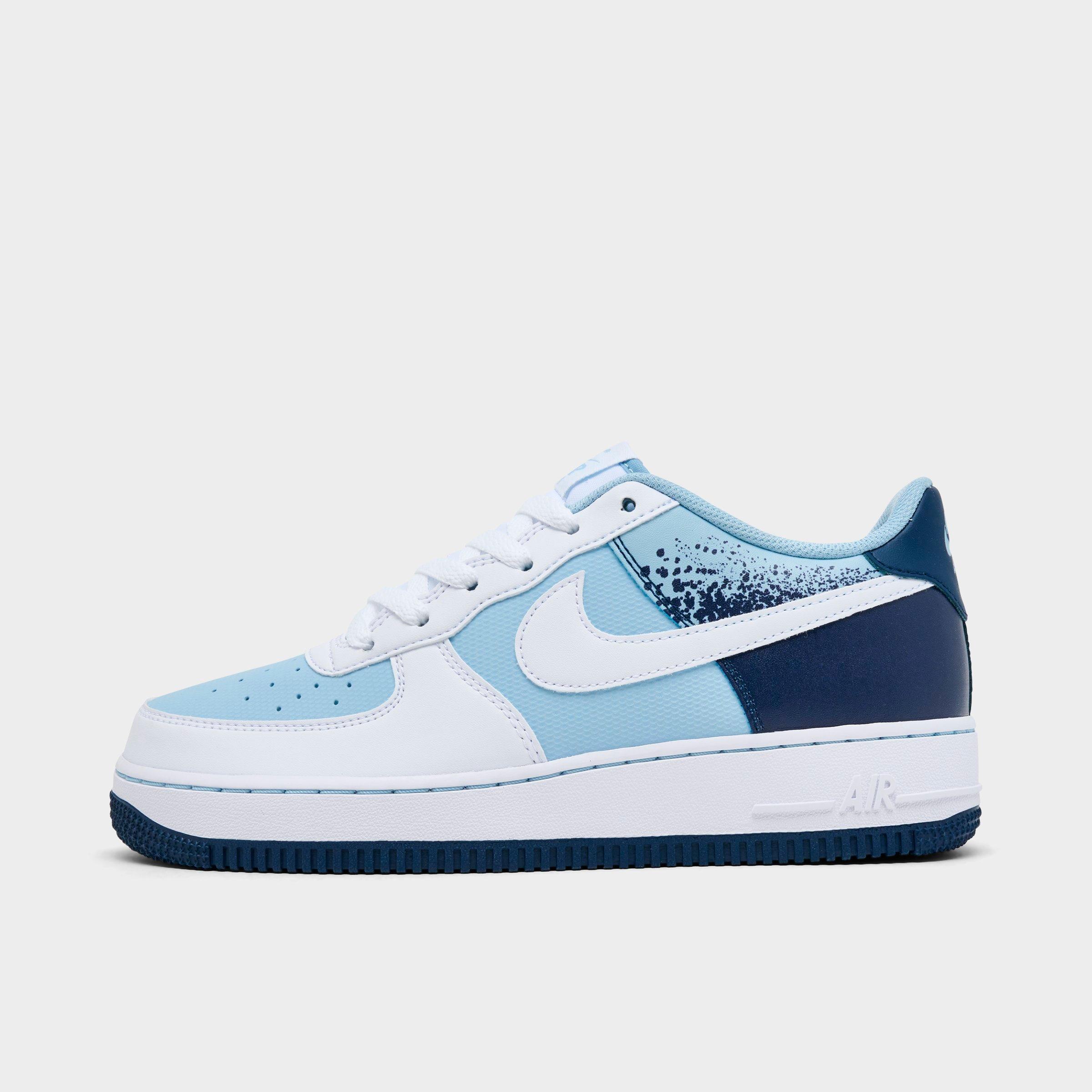 Nike Big Kids Air Force 1 Low Casual Shoes in Light Armory Blue/White/Midnight Navy Size: 3.5