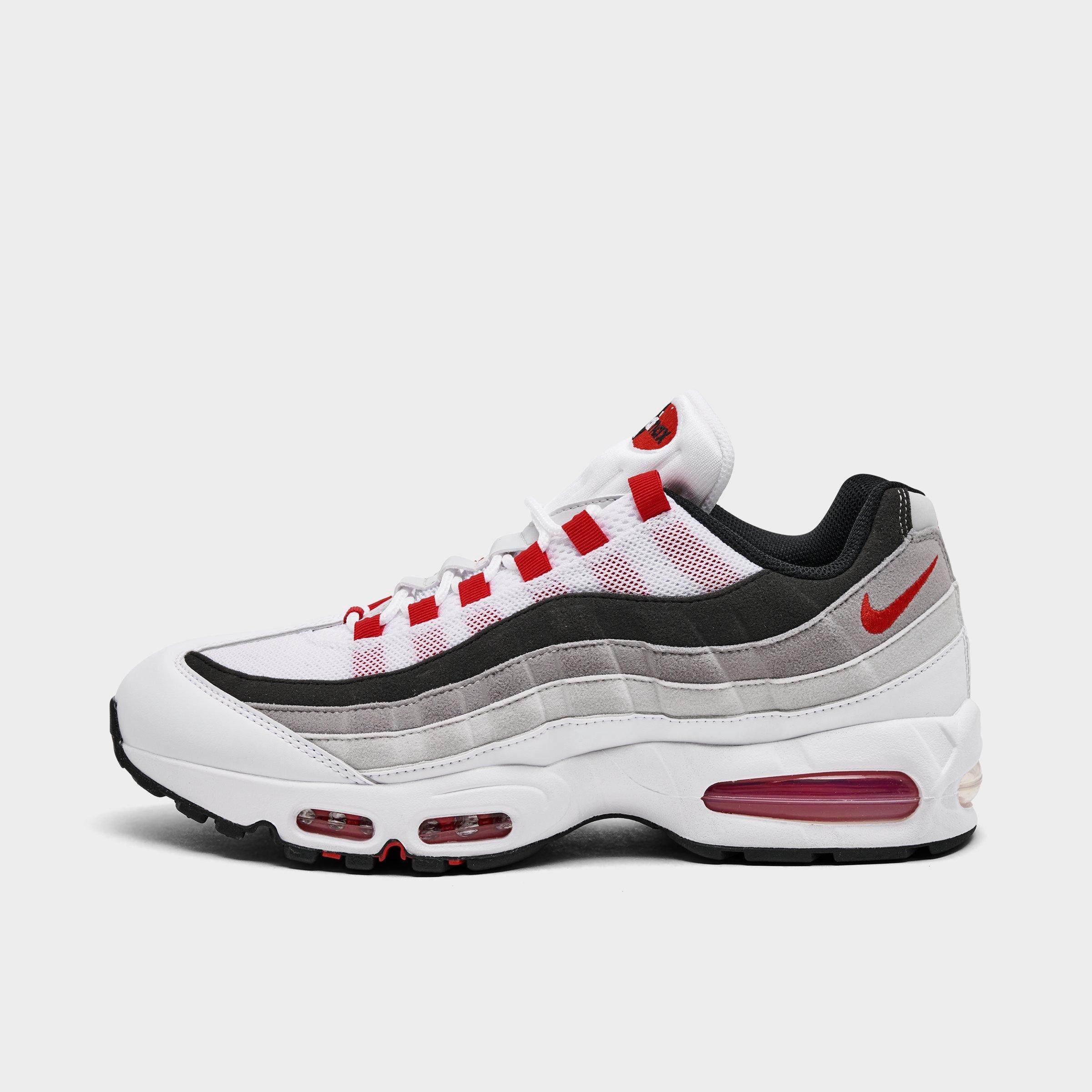 Nike Men's Air Max 95 Big Bubble Casual Shoes in White/Comet Red/Neutral Grey Size: 9.0