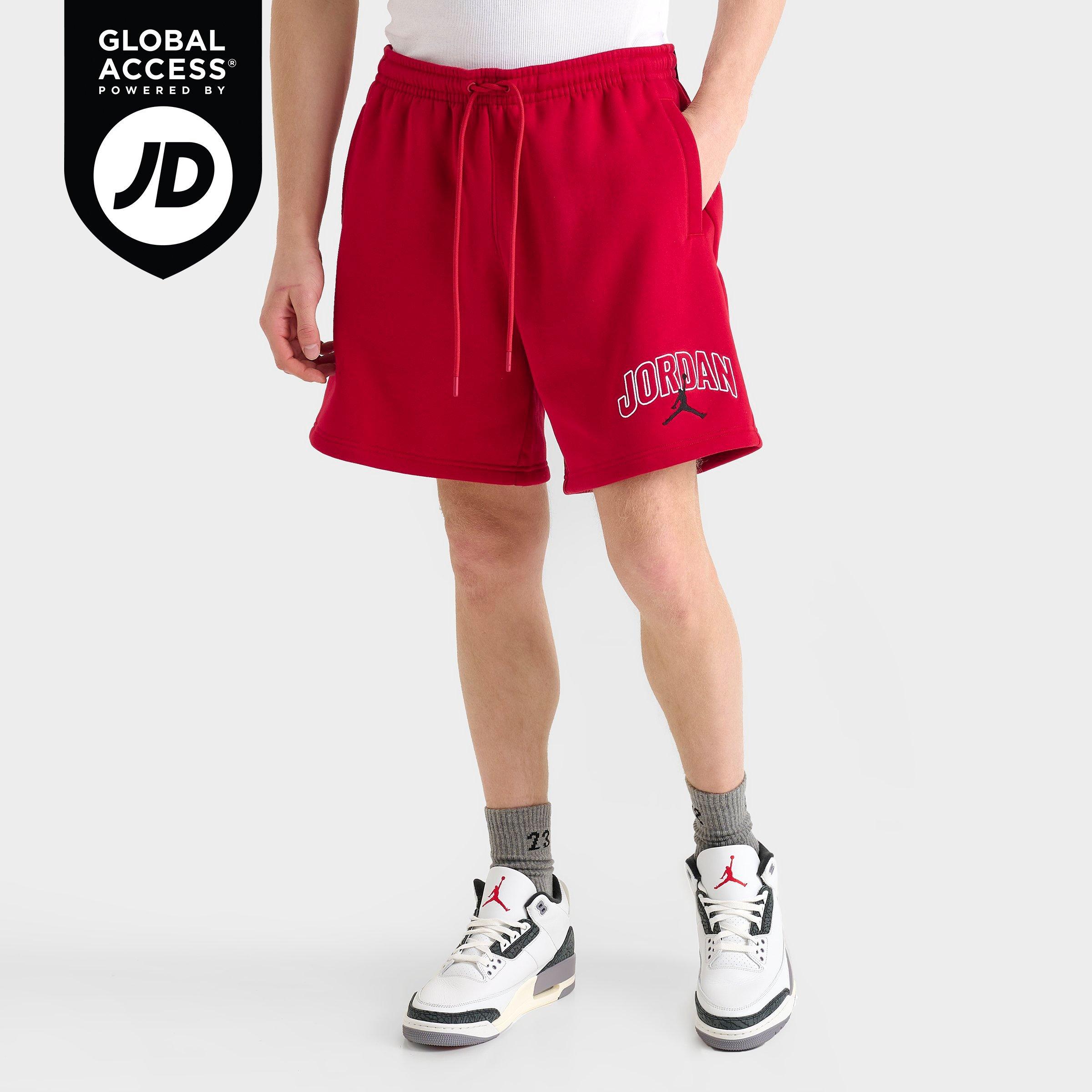 Jordan Men's Brooklyn Fleece Graphic Shorts in Gym Red/Black Size: Small
