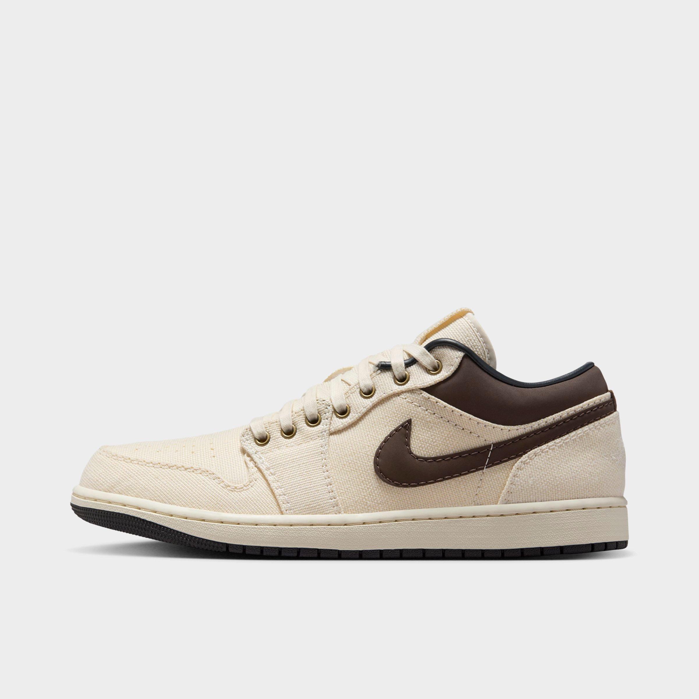 Jordan Men's Air 1 Low Premium Casual Shoes in Beige/Pale Ivory Size 7.5 Leather/Canvas