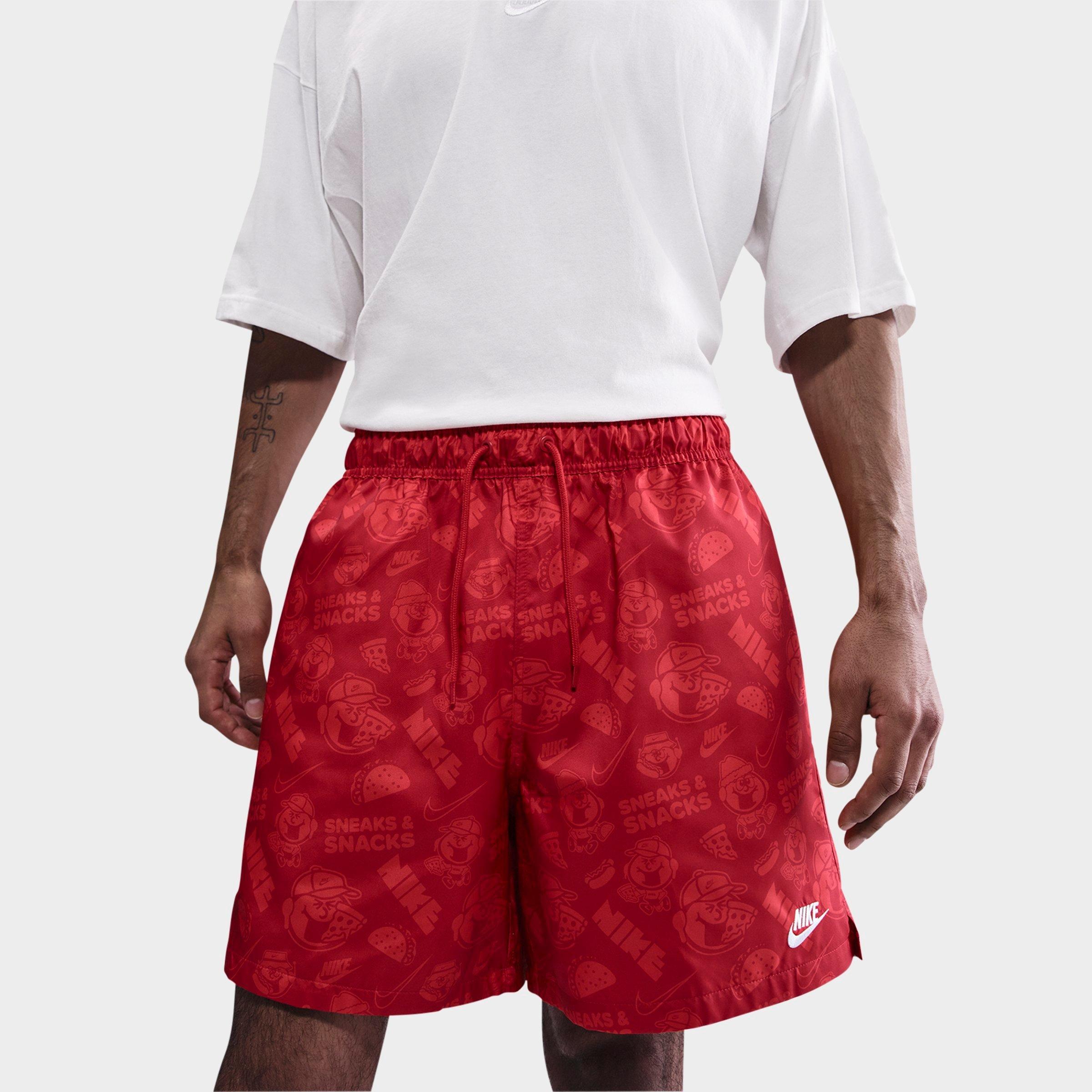 Nike Men's Club Flow Sneaks Allover Print Shorts in University Red/Chile Red/White Size: XS