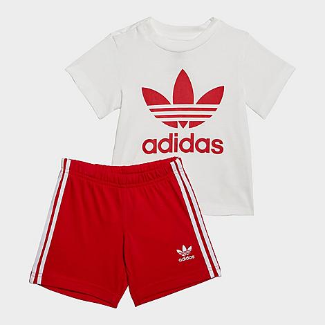 Shop Adidas Originals Adidas Infant Originals Trefoil T-shirt And Shorts Set In Better Scarlet