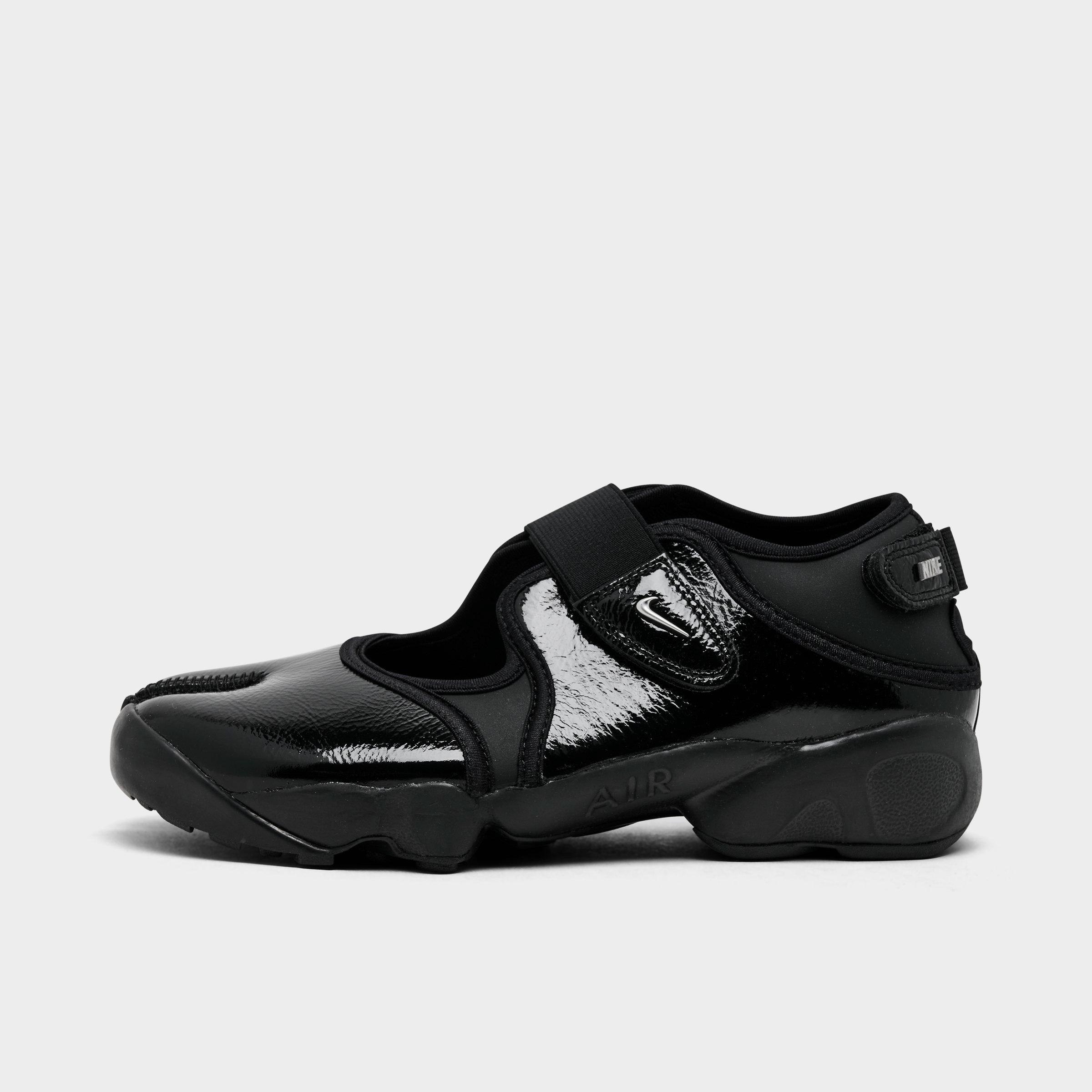 Nike Women's Air Rift Patent Leather Casual Shoes in Black/Metallic Silver/Black Size: 5.0