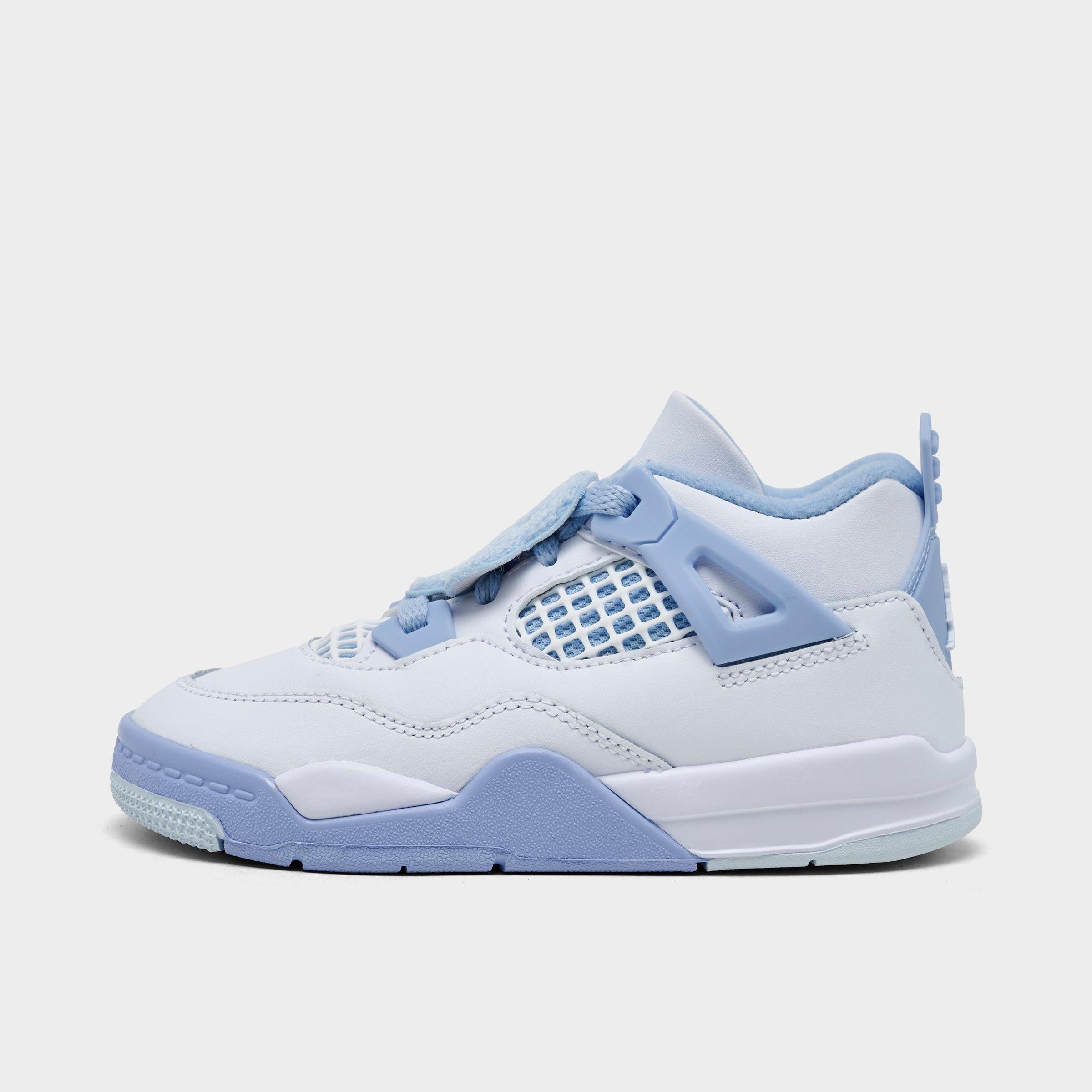 Jordan Girls' Toddler Air Retro 4 Basketball Shoes in Blue/White Size 5 Leather