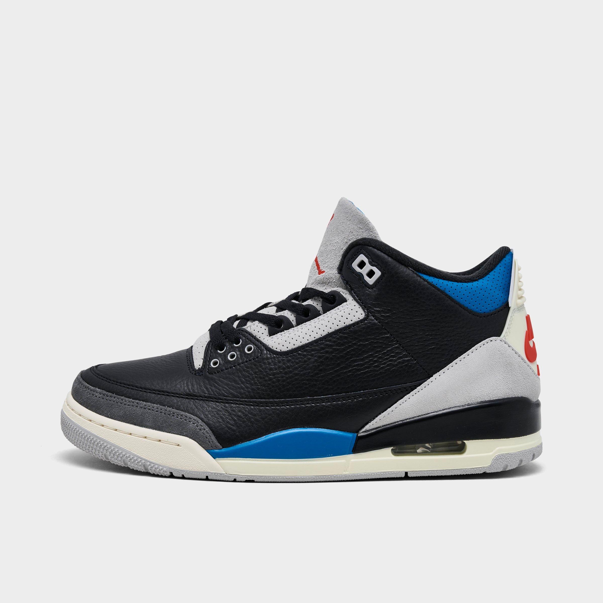 Jordan Men's Air Retro 3 Basketball Shoes in Black/Chile Red/Neutral Grey Size: 7.5