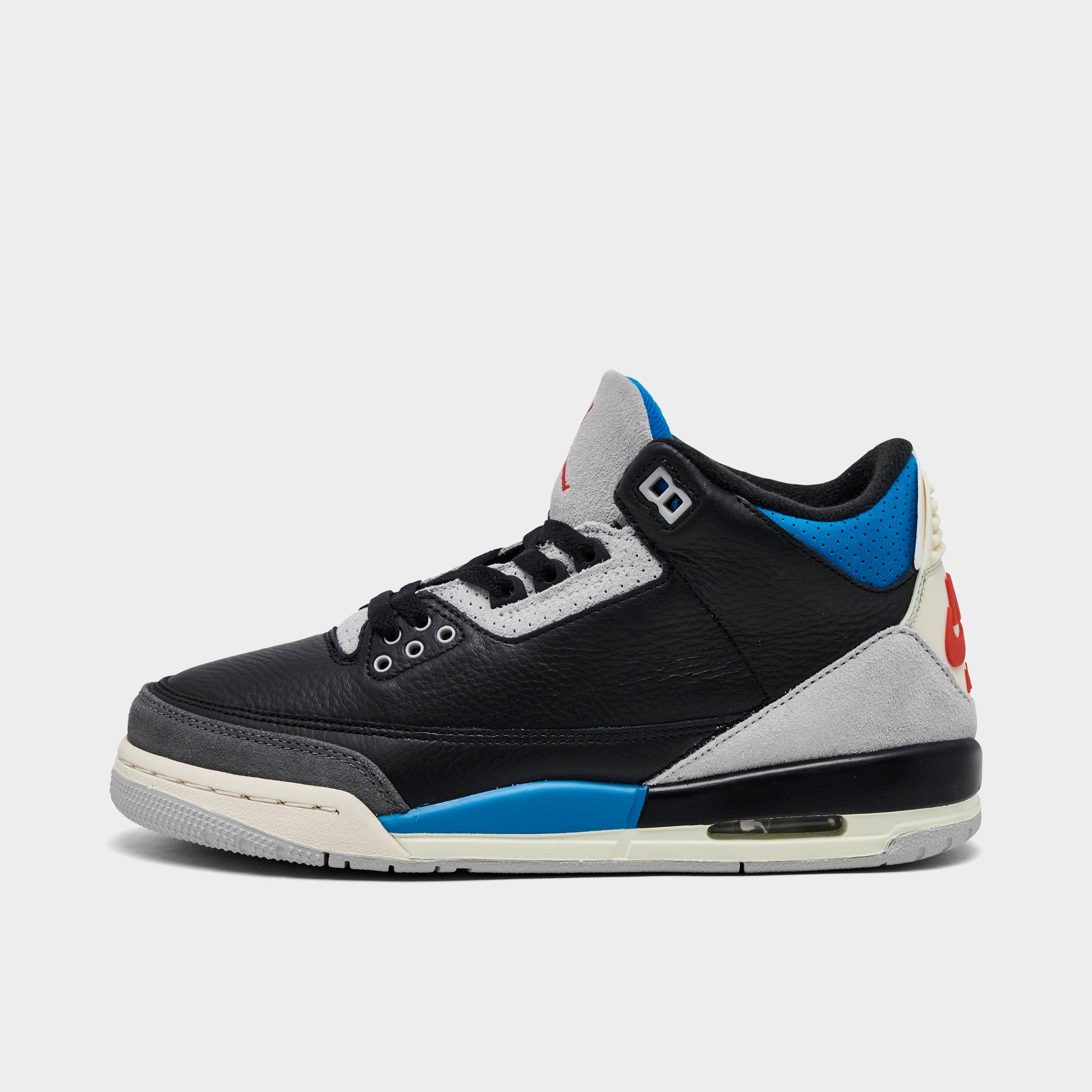 Jordan Big Kids Air Retro 3 Basketball Shoes in Black/Chile Red/Neutral Grey Size: 3.5