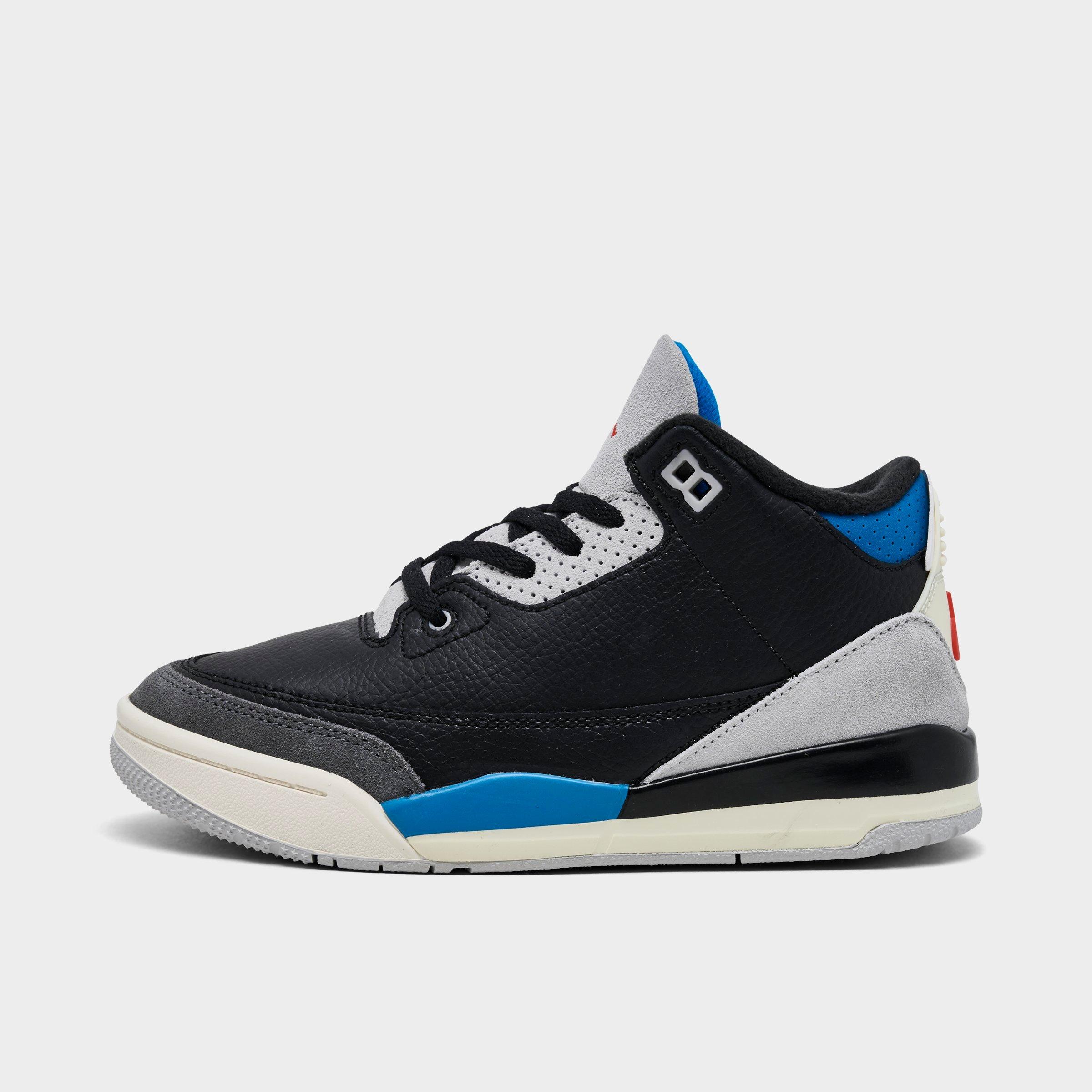 Jordan Little Kids Air Retro 3 Basketball Shoes in Black/Chile Red/Neutral Grey Size: 1.0