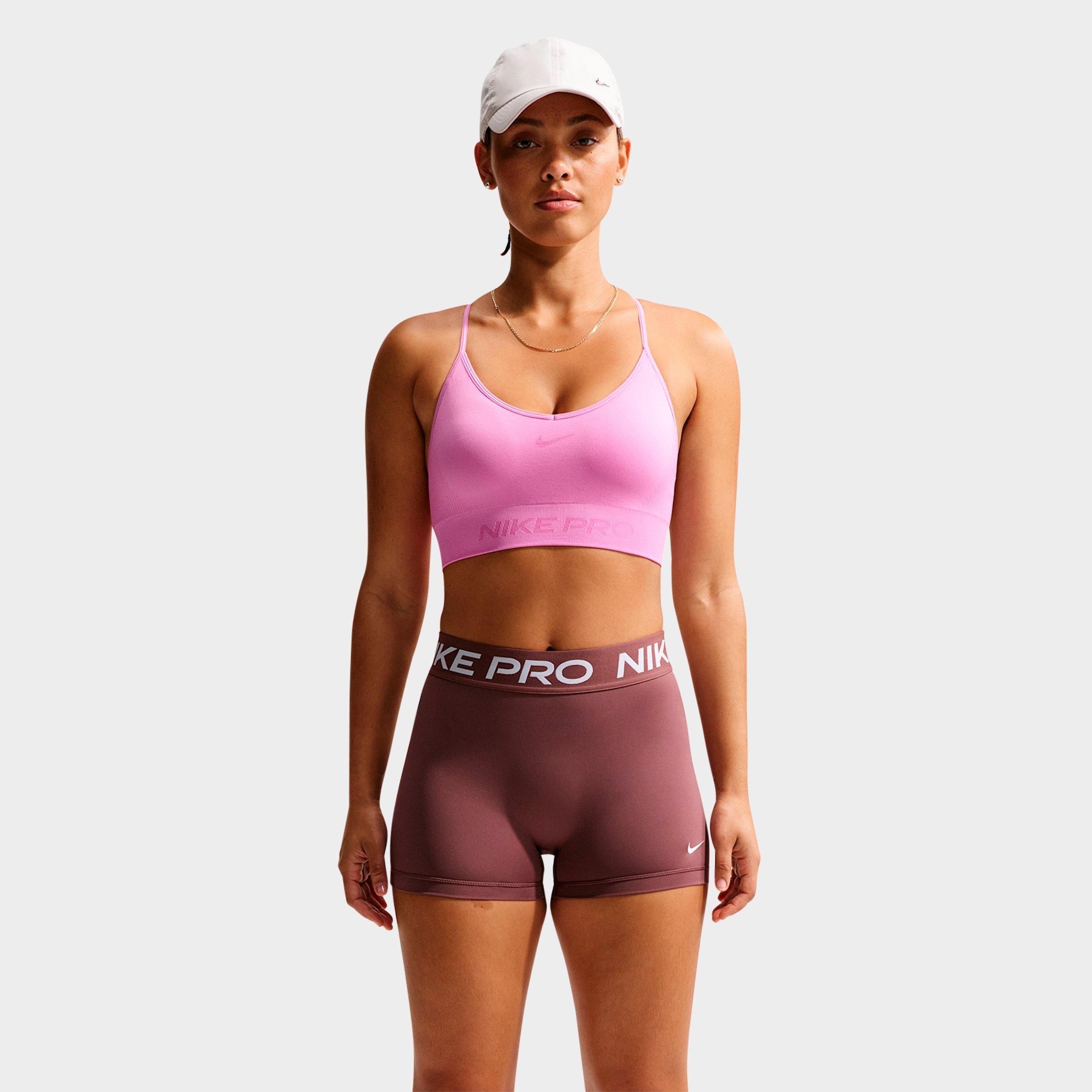 Nike Women's Pro Seamless Light-Support Padded Sports Bra in Light Magenta Size: Small
