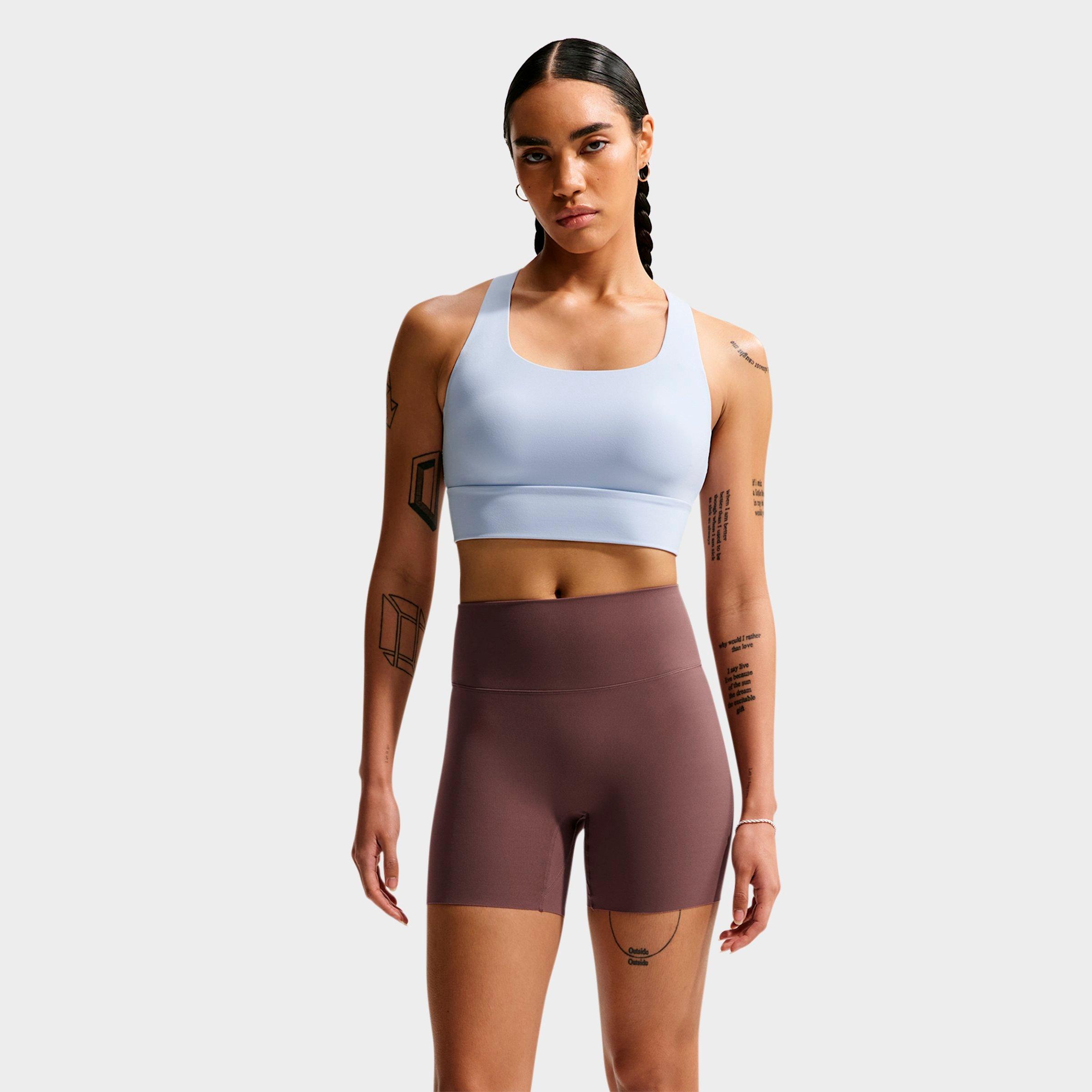 Nike Women's Zenvy Light Support Padded Longline Sports Bra in Hydrogen Blue/Cool Grey Size: XXS