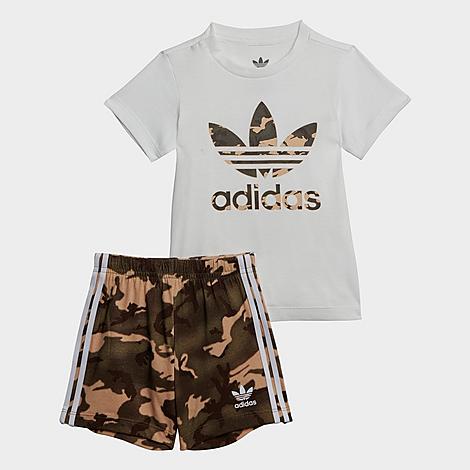 Adidas Originals Babies' Adidas Infant And Kids' Toddler Originals Camo T-shirt And Shorts Set In White/camo
