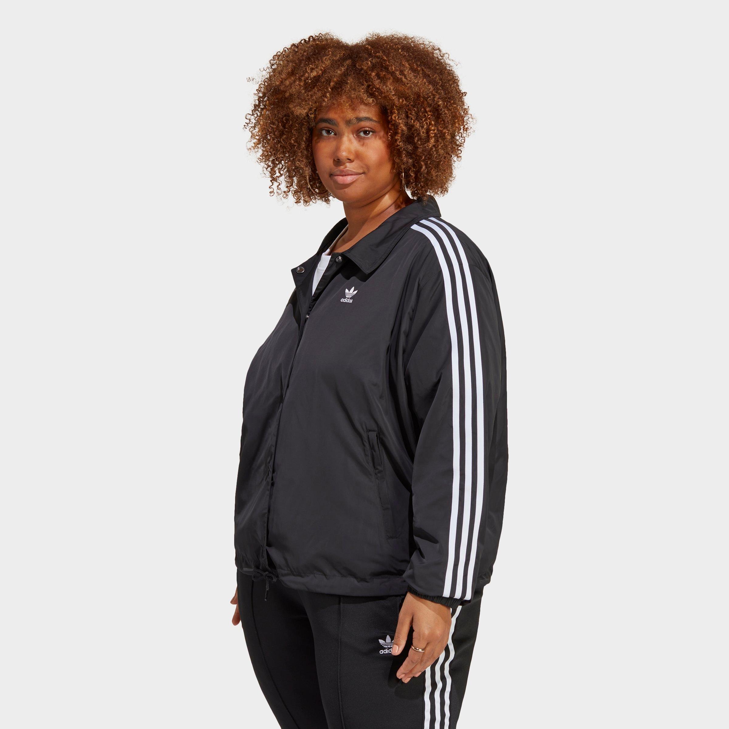 adidas Women's Originals adicolor Classics 3-Stripes Coach Jacket (Plus Size) in Black Size: 1X