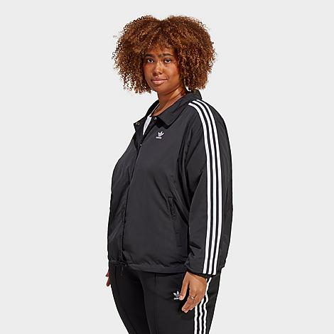 Shop Adidas Originals Adidas Women's Originals Adicolor Classics 3-stripes Coach Jacket (plus Size) In Black 