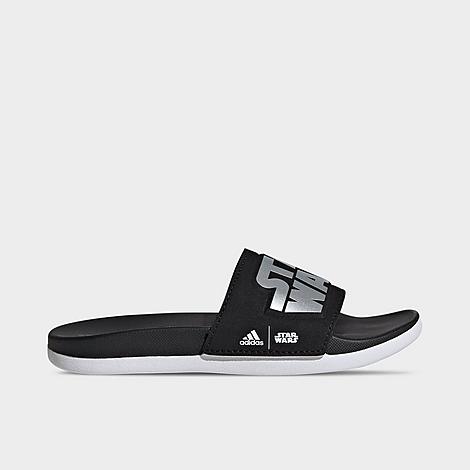 Shop Adidas Originals Adidas Little Kids' X Star Wars Adilette Comfort Slides In Core Black/silver Metallic/footwear White