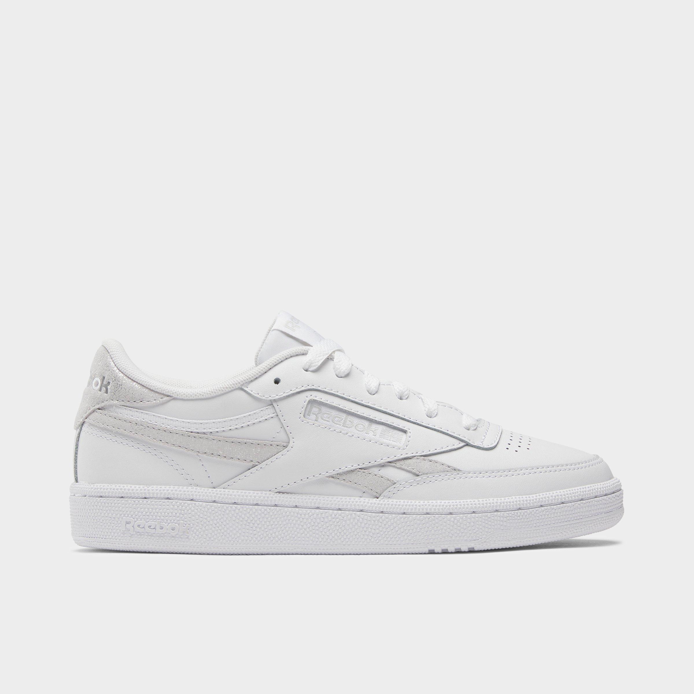 Shop Reebok Women's Club C Revenge Casual Shoes In White/steely Fog/silver Metallic