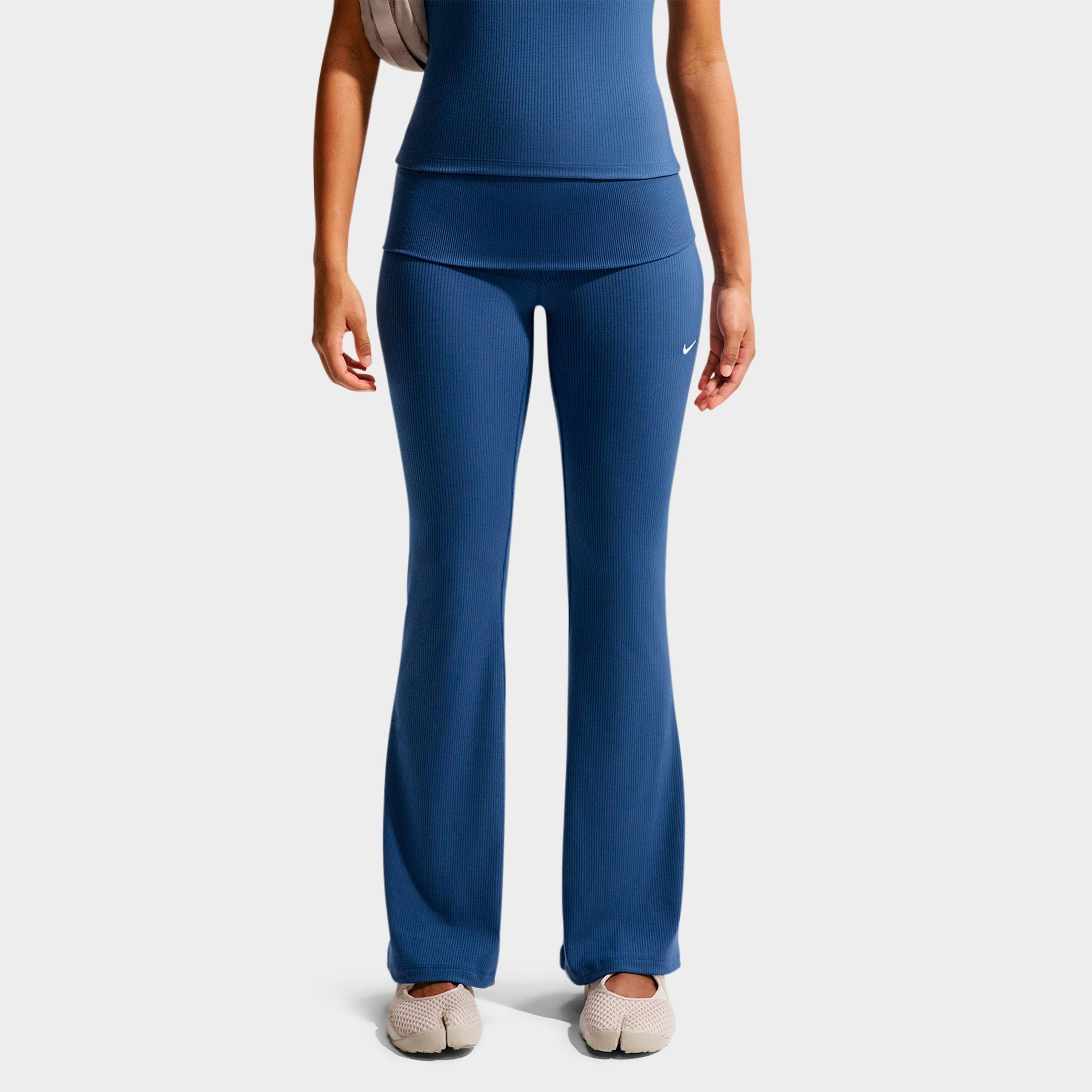 Nike Women's Sportswear Chill Knit Mid-Rise Tight Ribbed Pants in Mystic Navy/Sail Size: Large