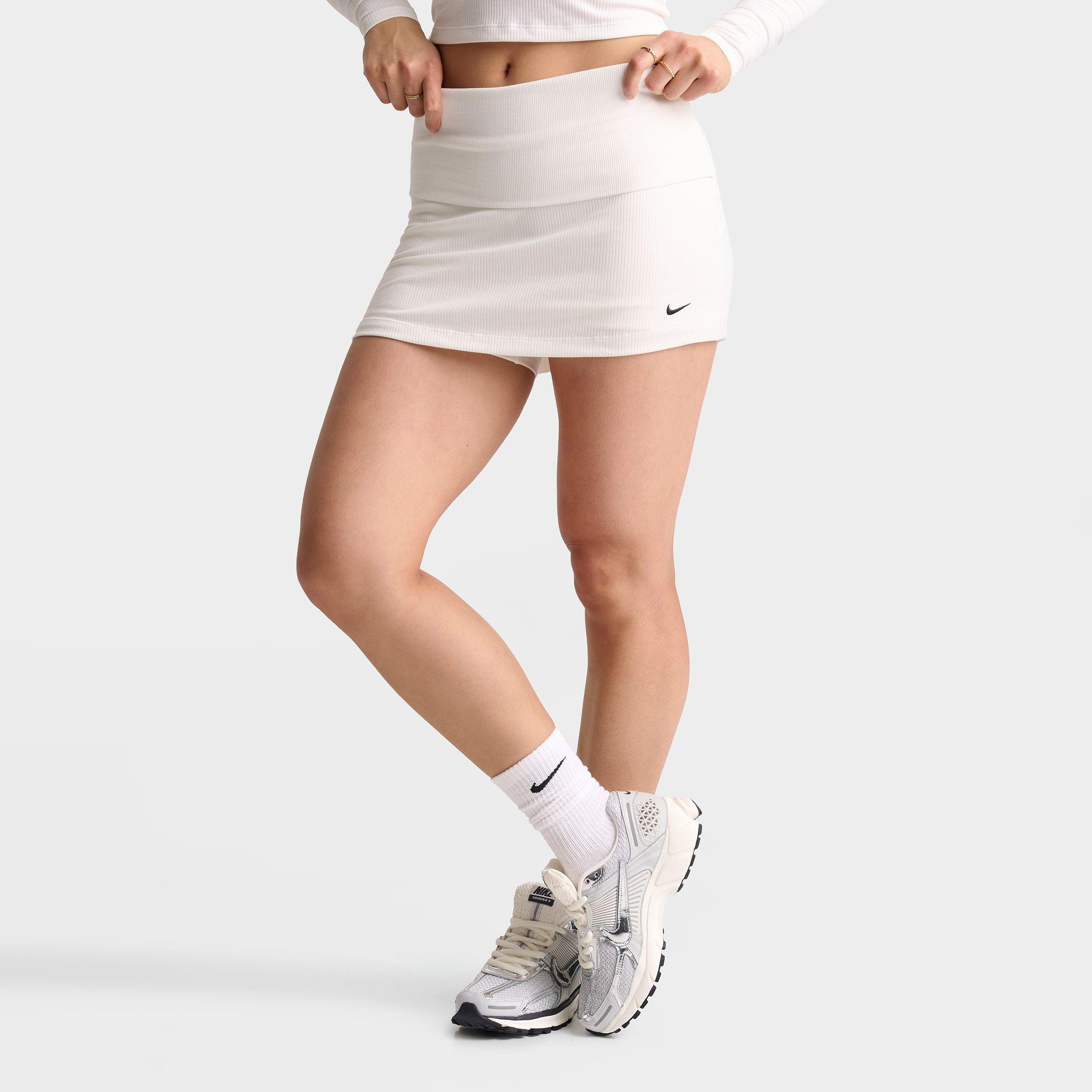 Nike Women's Sportswear Chill Knit Mid-Rise Tight Ribbed Skort in Sail/Black Size: Medium
