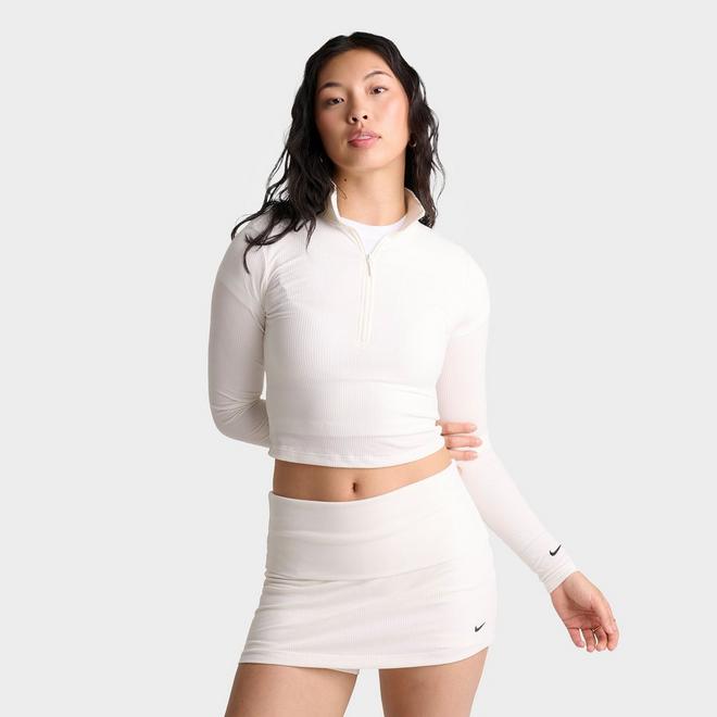 Women's Nike Sportswear Chill Knit Quarter-Zip Long-Sleeve Ribbed Top