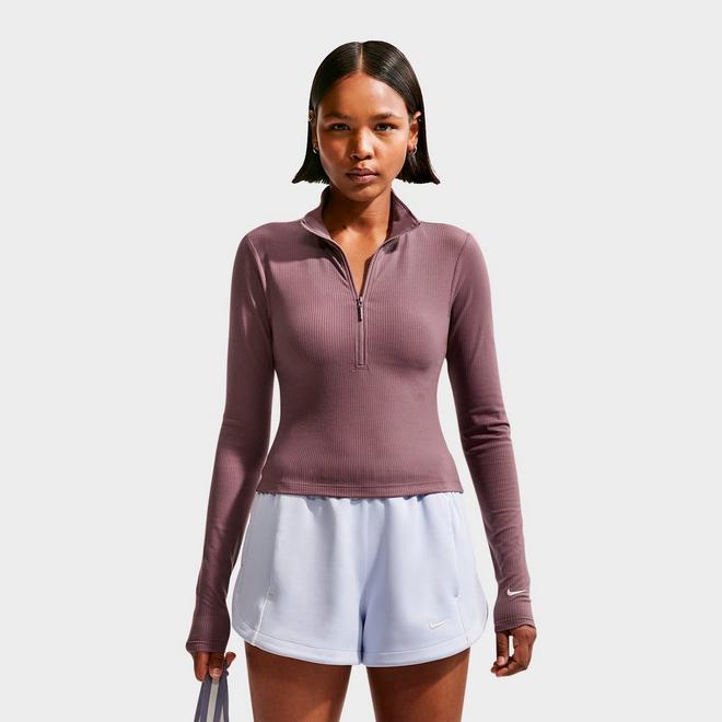 Women's Nike Sportswear Chill Knit Quarter-Zip Long-Sleeve Ribbed Top