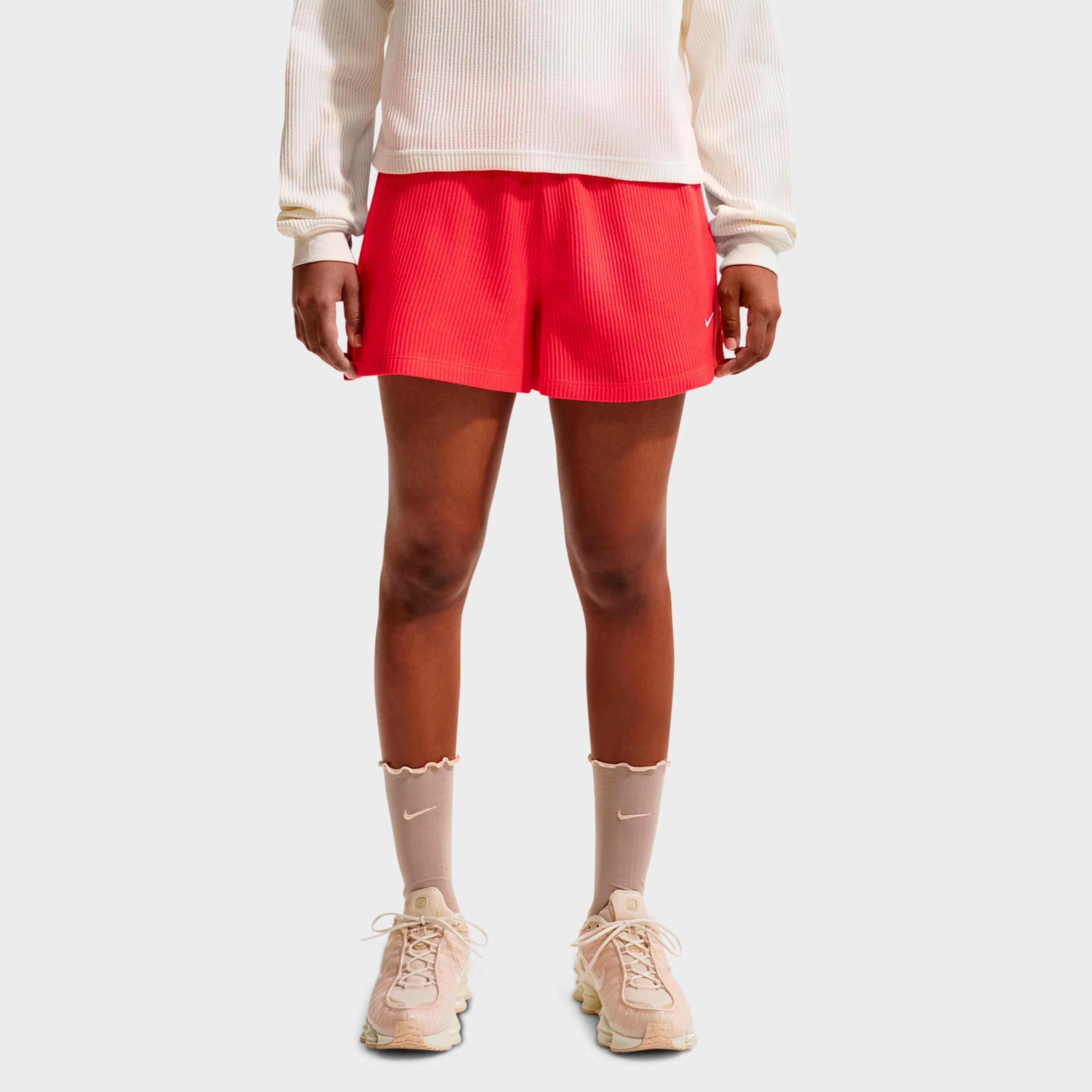 Nike Women's Sportswear Chill Waffle Loose Mid-Rise Shorts in Light Crimson/Sail Size: Small