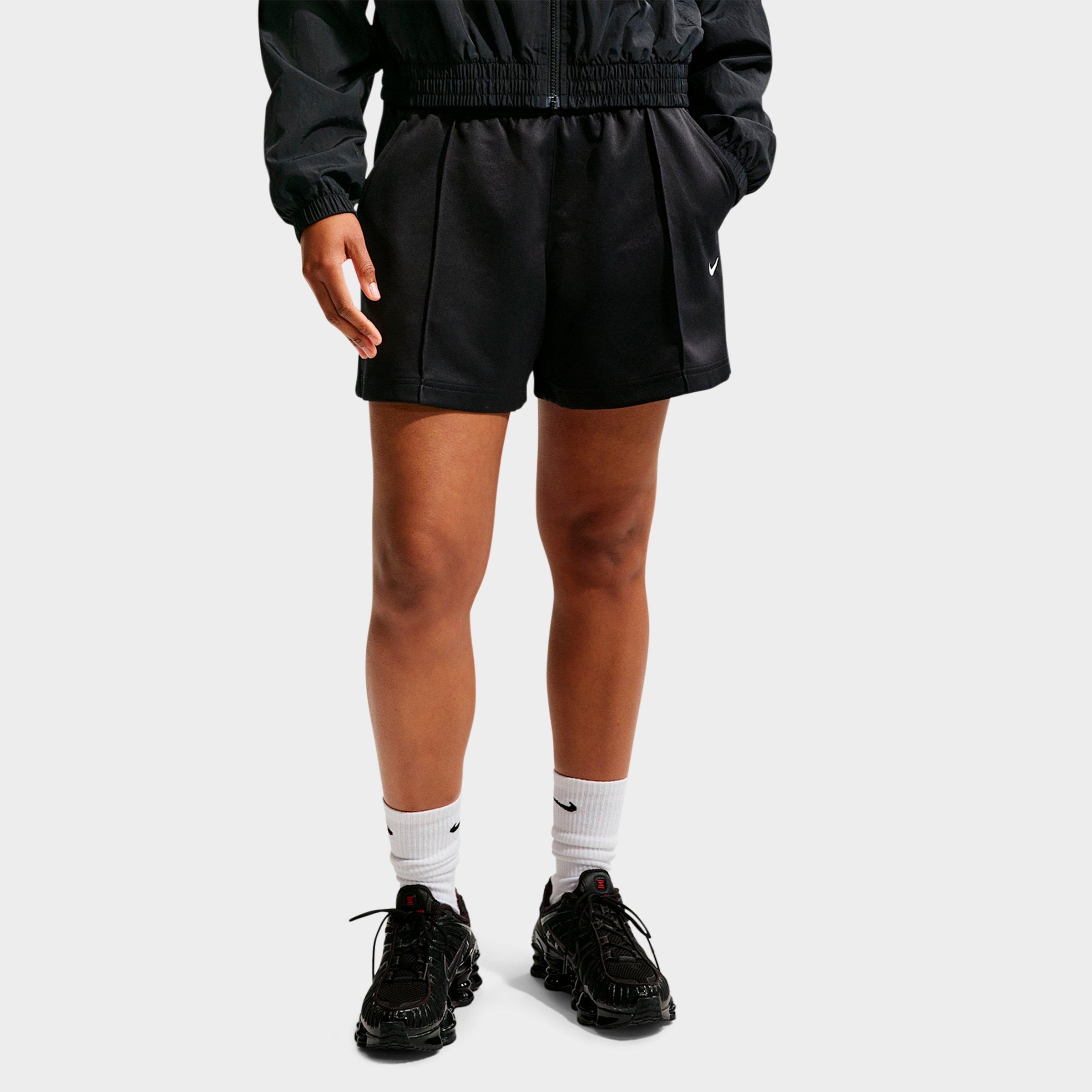 Nike Women's Sportswear Mid-Rise Poly-Knit Track Shorts in Black/Sail Size: 2XL