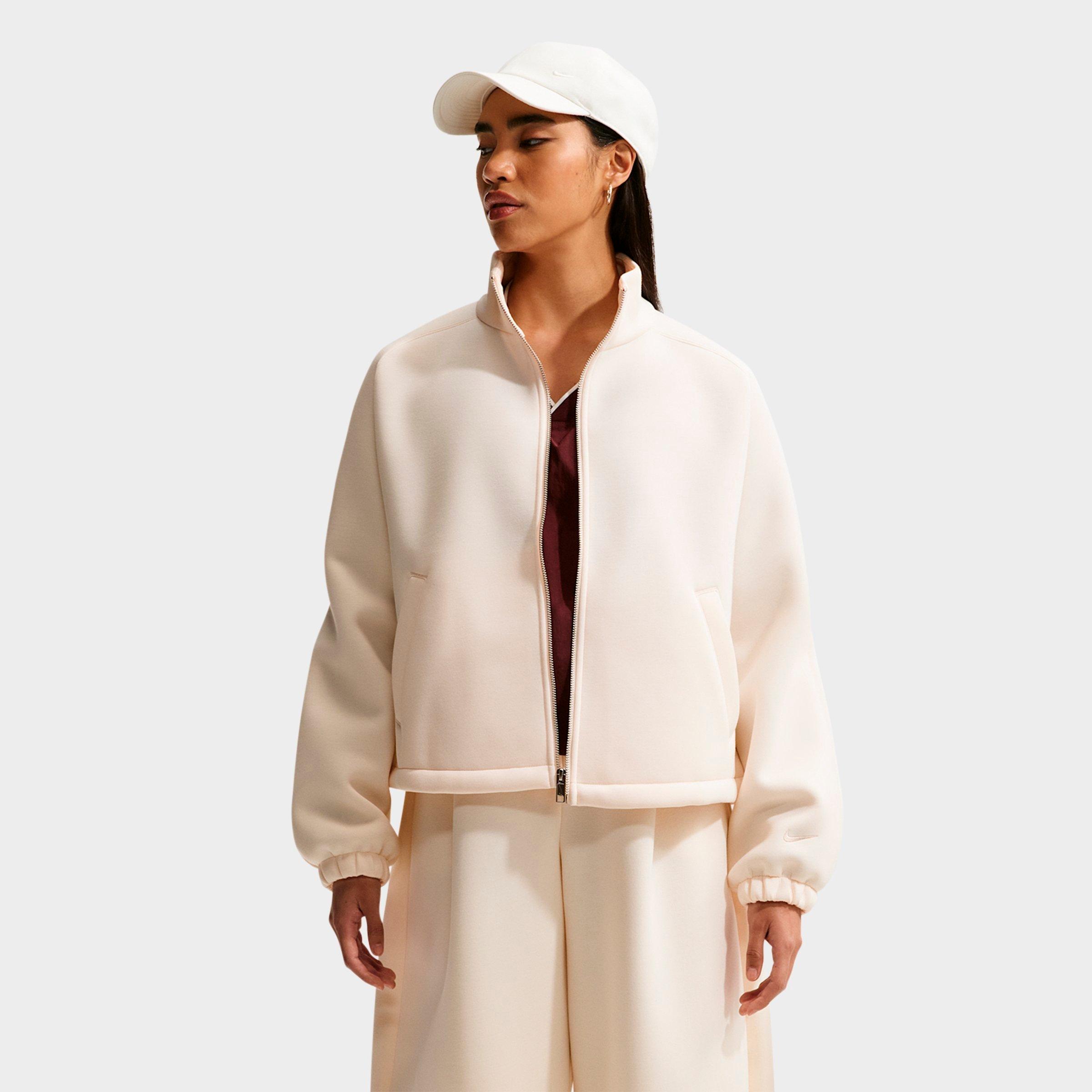 Nike Women's Sportswear Pregame Fleece Oversized Track Jacket in Chalk/Chalk Size: Large
