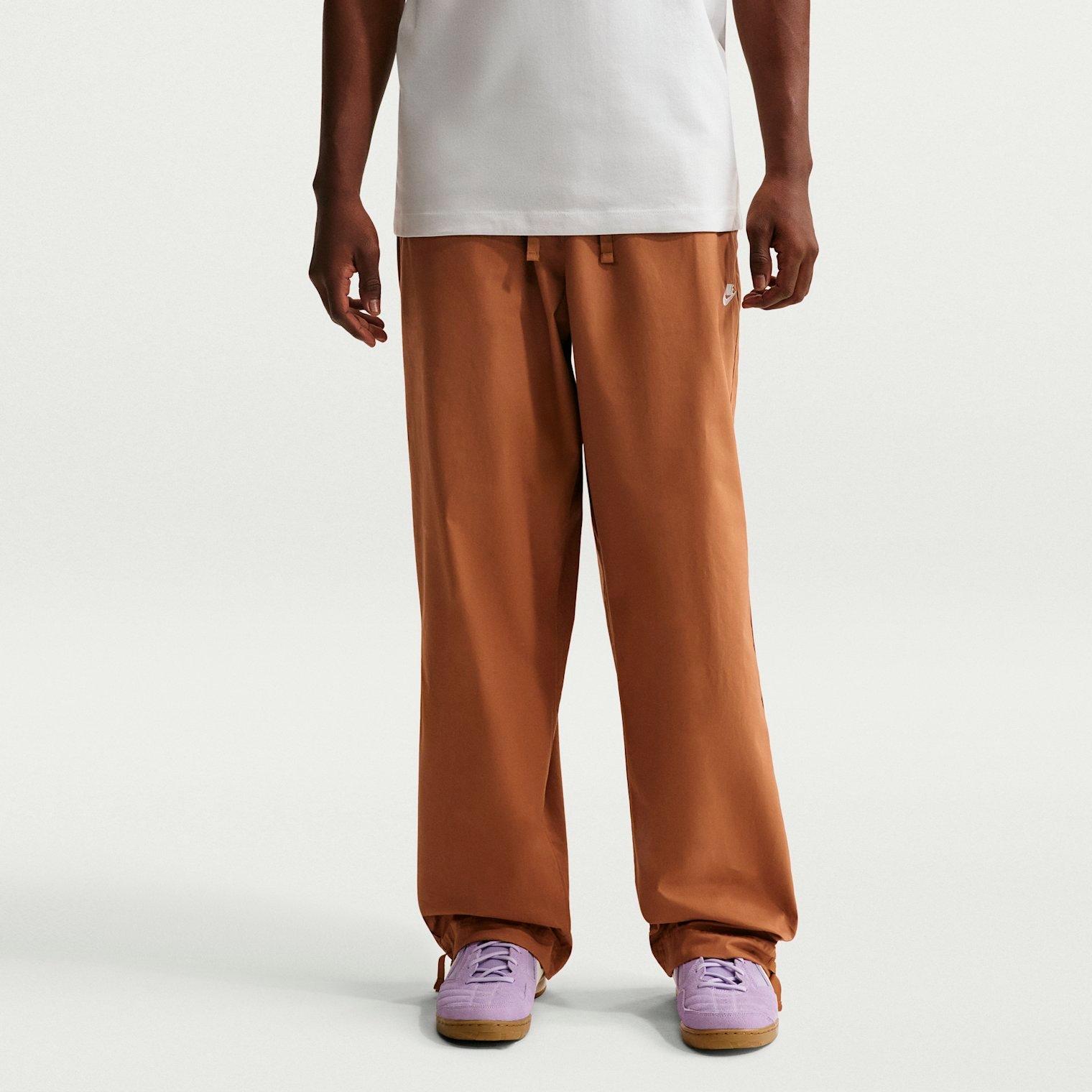 Nike Men's Sportswear Club Barcelona Woven Pants in Ale Brown/White Size: M Tall