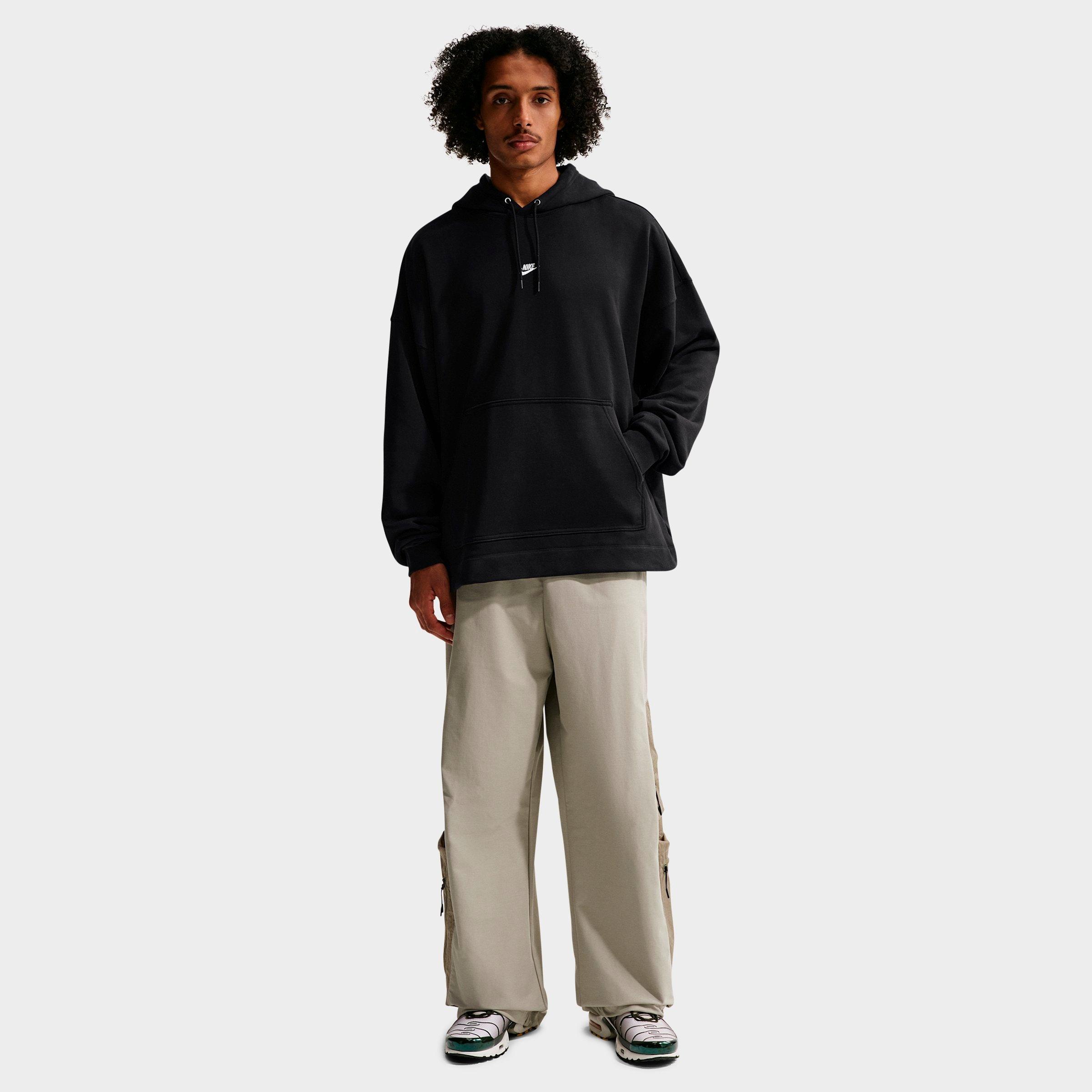Nike Men's Sportswear Club Oversized French Terry Pullover Hoodie in Black/White Size: M Tall