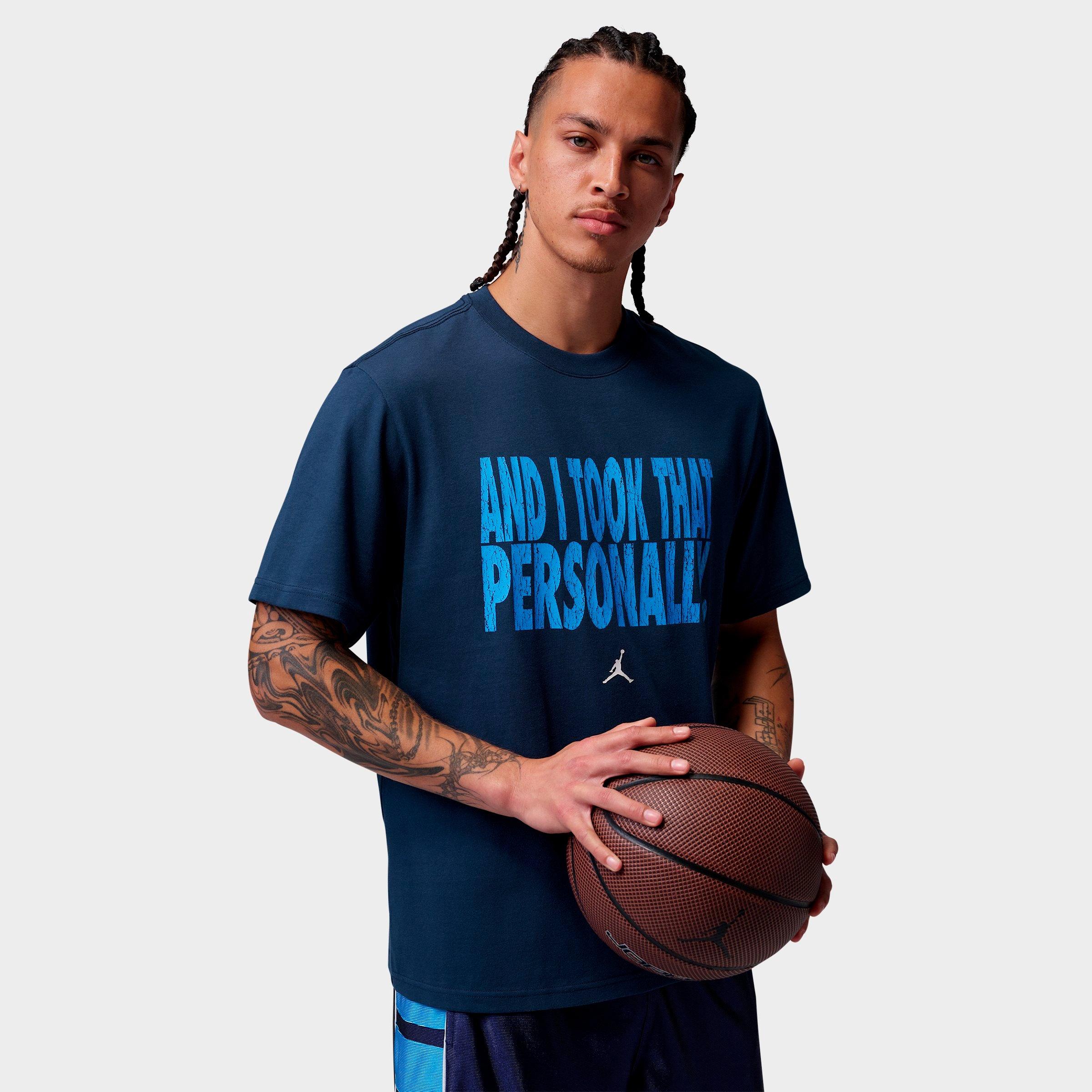 Jordan Men's Sport Dri-FIT And I Took That Personally T-Shirt in Midnight Navy/University Blue/White Size: Small