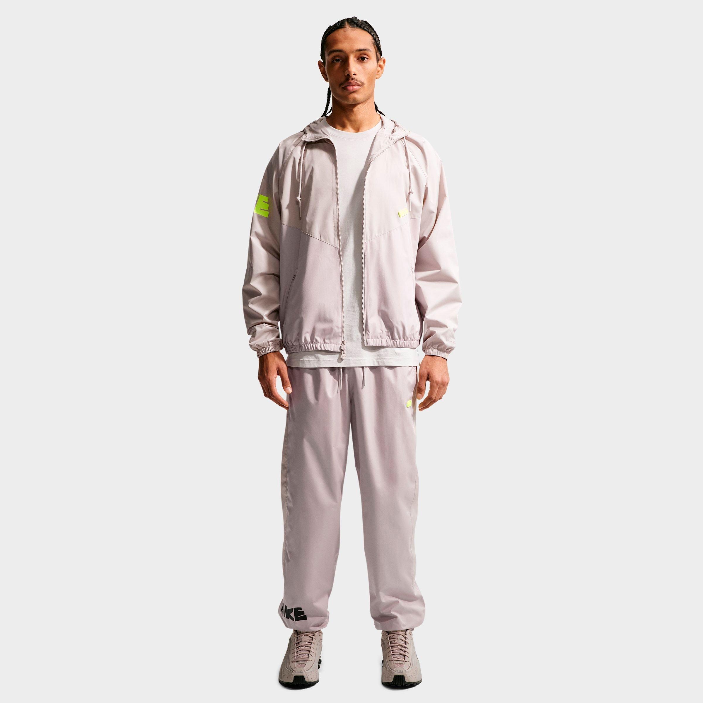 Nike Men's Windrunner Graphic Woven Jacket in Cream II/Moon Particle/Volt Size: XS