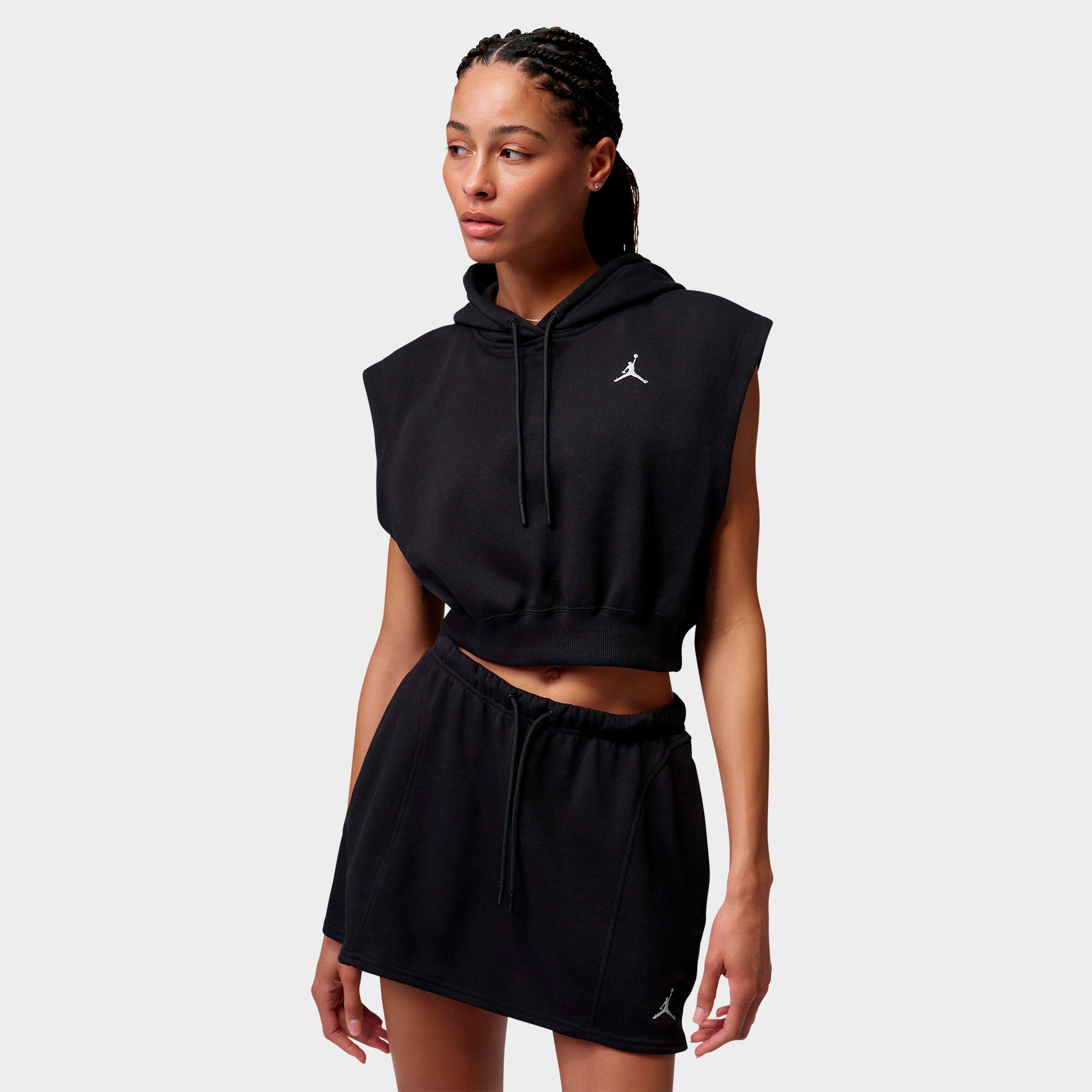 Jordan Women's Brooklyn Fleece French Terry Top in Black/White Size: Small