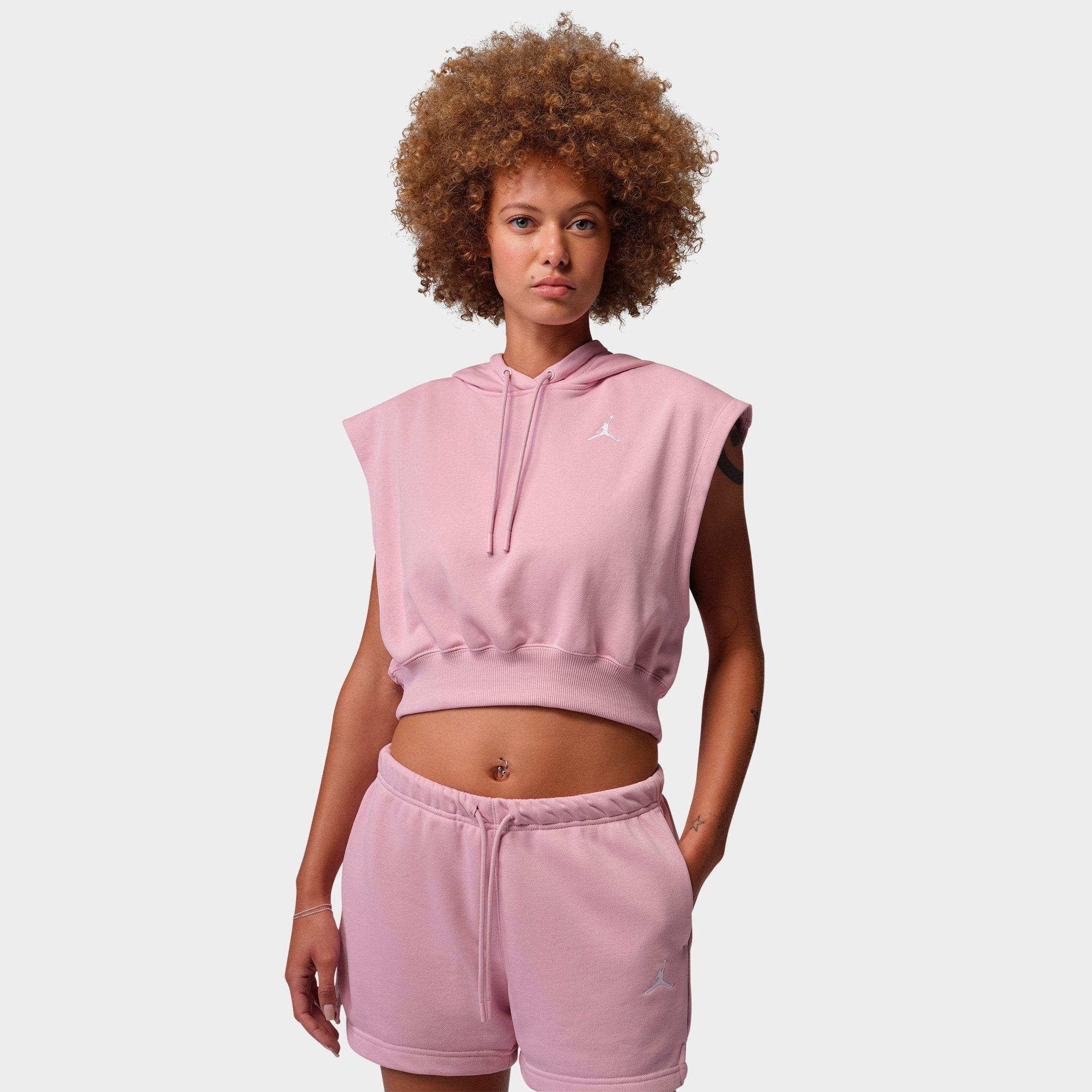 Jordan Women's Brooklyn Fleece French Terry Top in Iced Carmine/White Size: 2XL