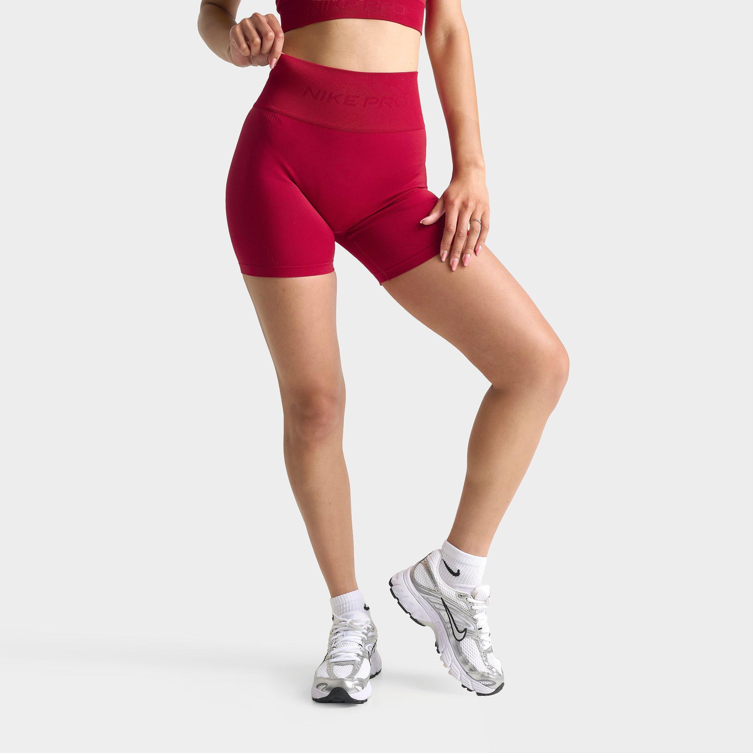 Nike Women's Pro Seamless Dri-FIT High-Waisted 5" Biker Shorts in Tough Red Size: Medium