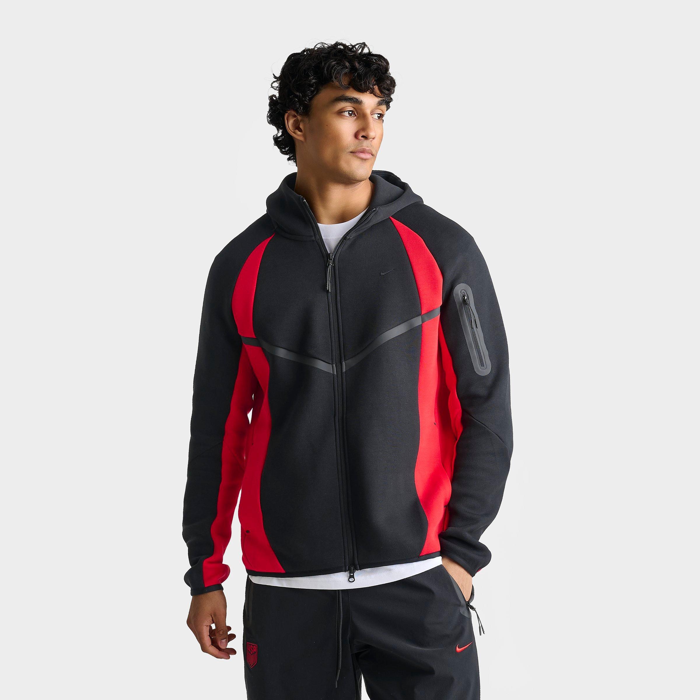 Nike Men's Tech Fleece Pro Windrunner Full-Zip Jacket in Black/University Red/Black Size: Small