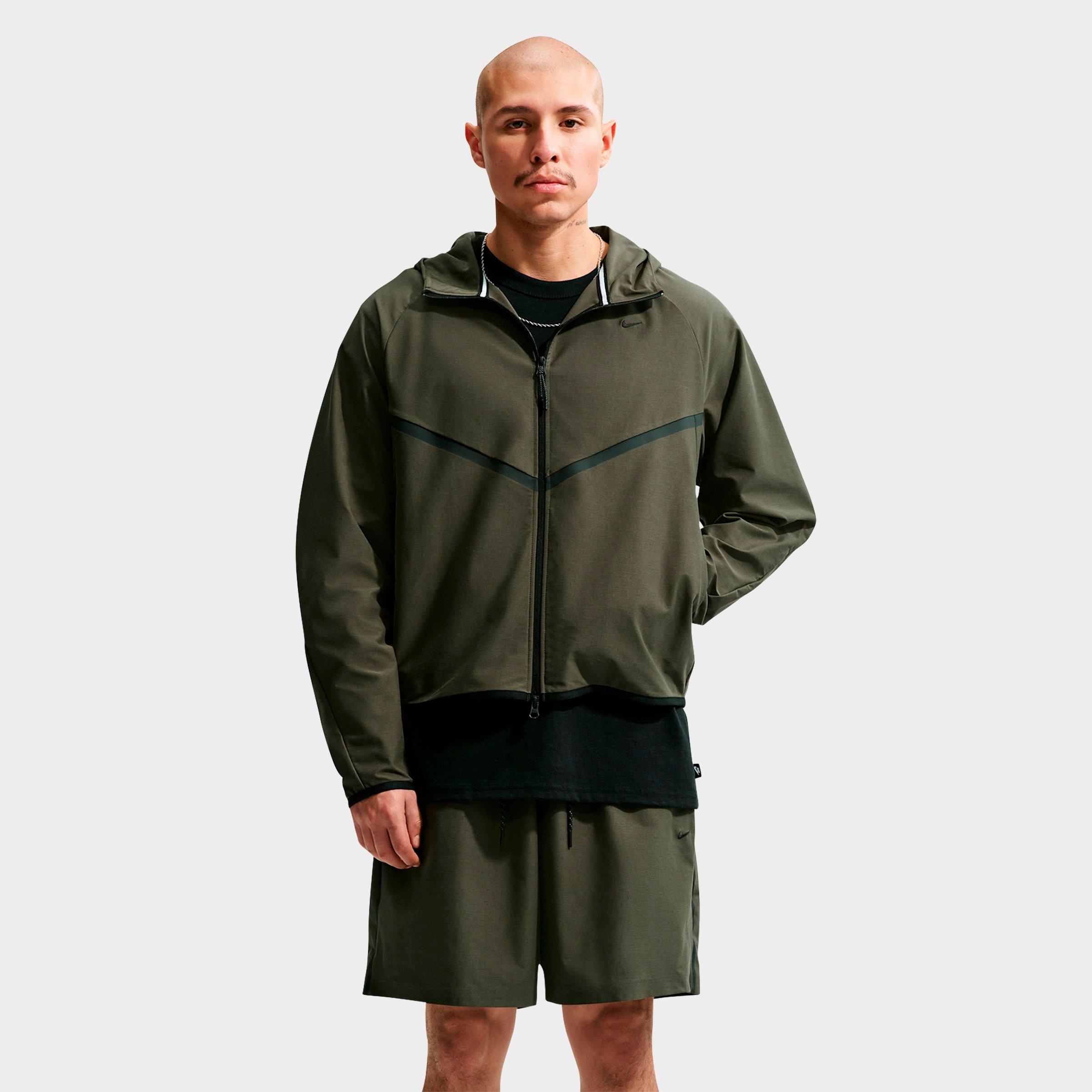 Nike Men's Tech Shori Knit Full-Zip Windbreaker Jacket in Cargo Khaki/Black Size: 3XL