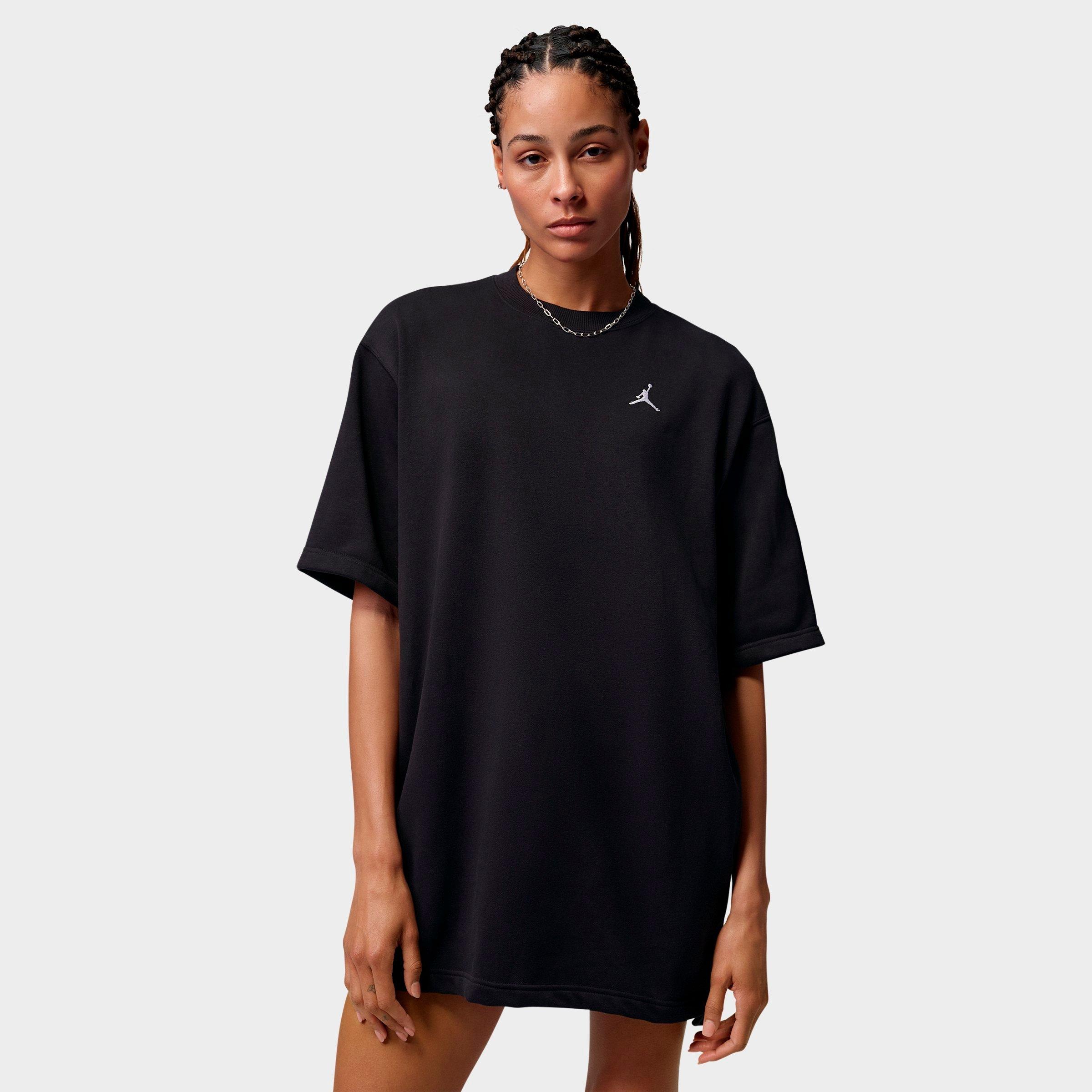 Jordan Women's Brooklyn Fleece T-Shirt Dress in Black/White Size: Medium