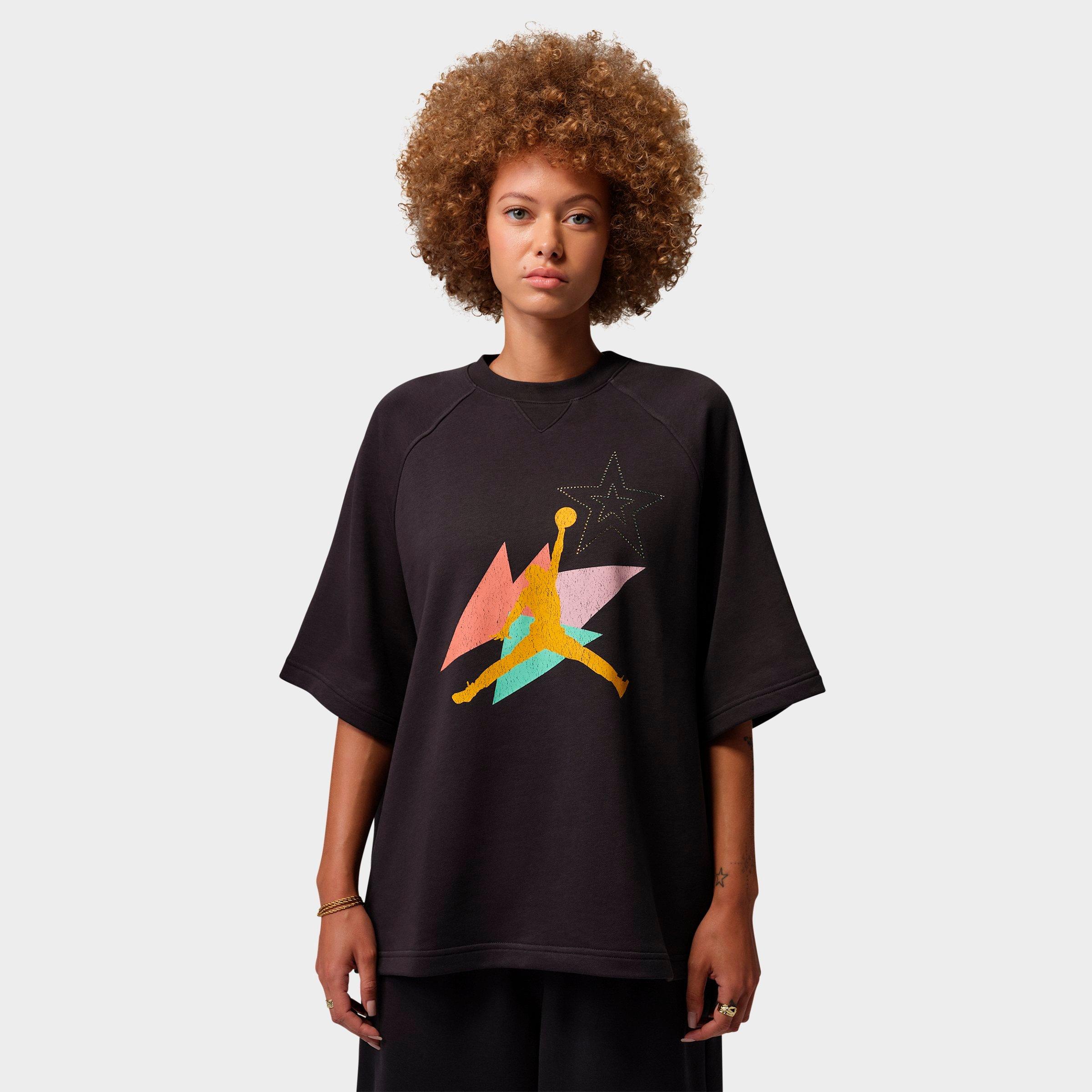 Jordan Women's Brooklyn Fleece French Terry Short-Sleeve T-Shirt in Off Noir Size: XL