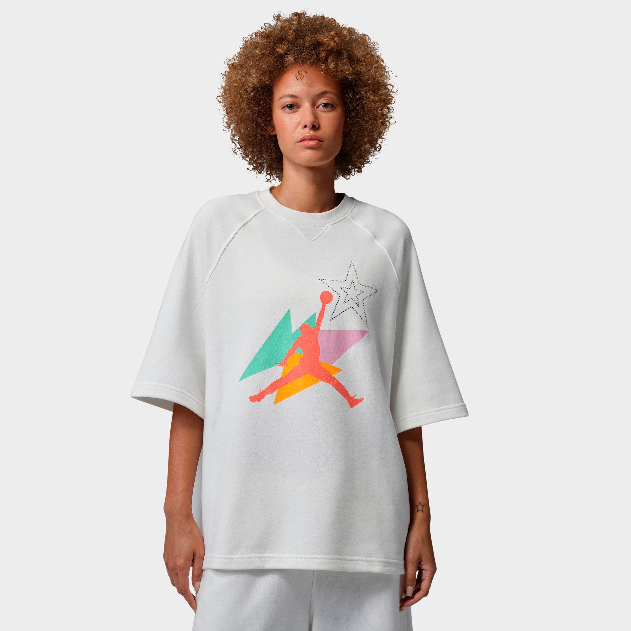 Jordan Women's Brooklyn Fleece French Terry Short-Sleeve T-Shirt in Sail Size: Large