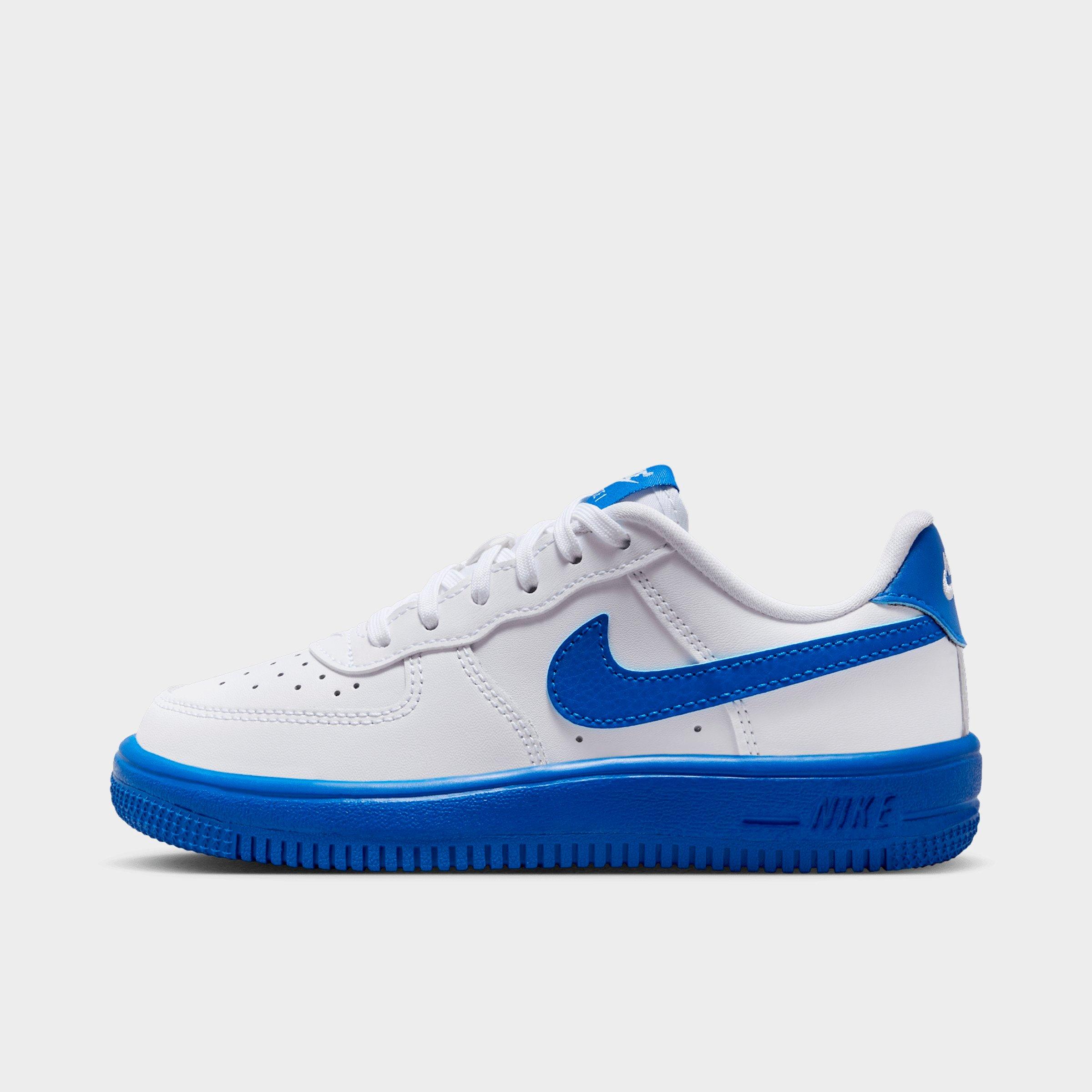 Nike Little Kids Force 1 Casual Shoes in White/Game Royal Size: 1.0