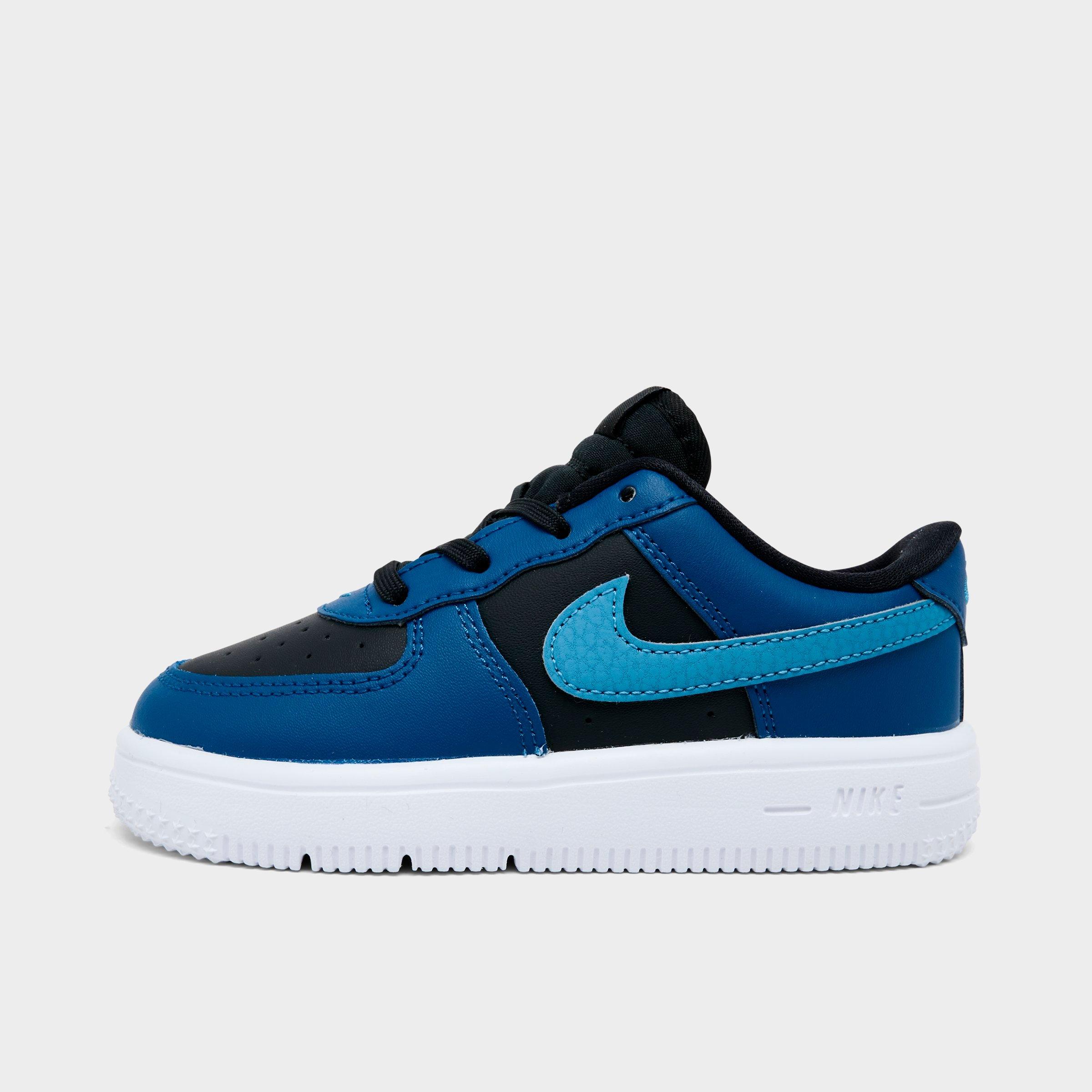 Nike Kids Toddler Force 1 Low Casual Shoes in Black/Court Blue/White Size: 4.0