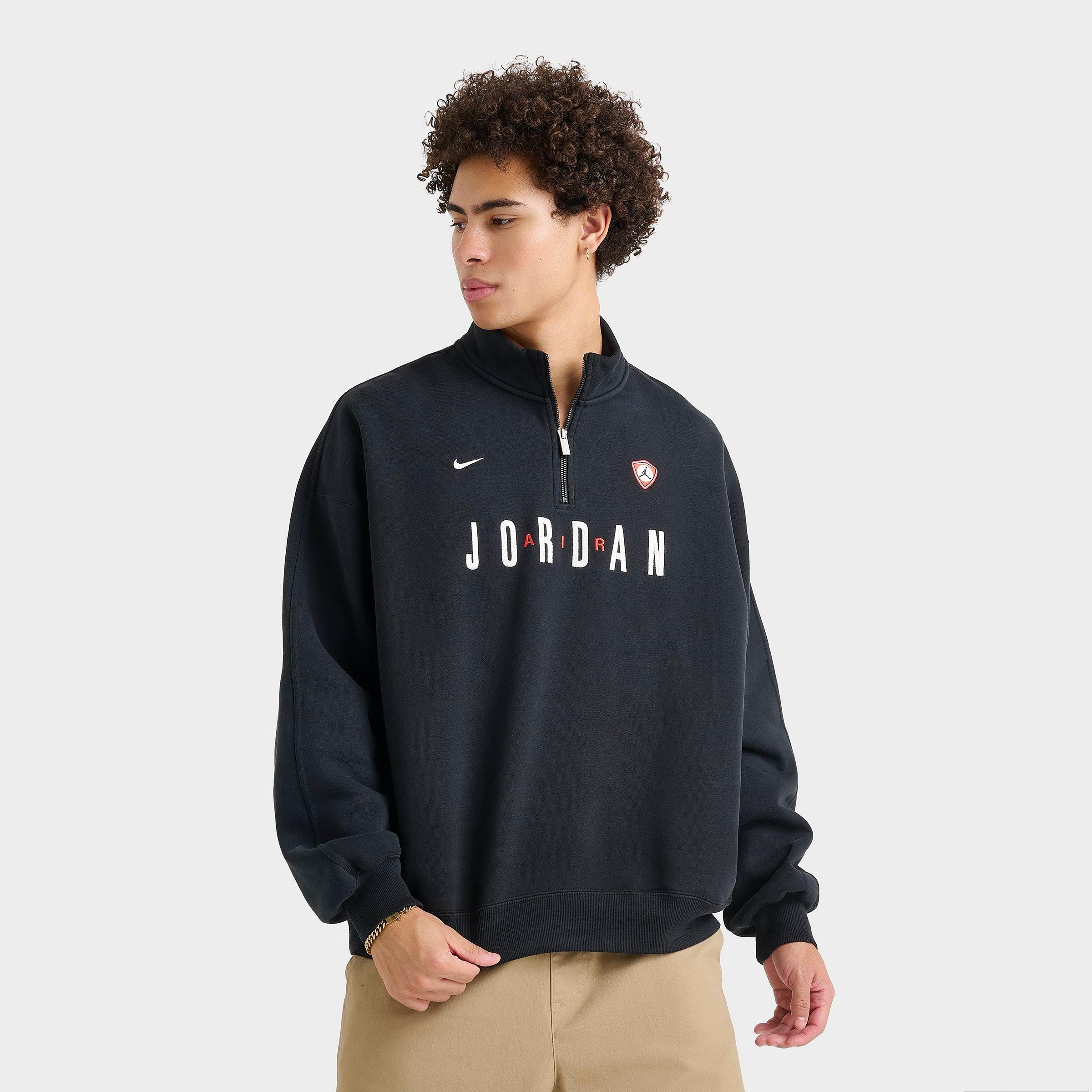 Jordan Men's Flight Graphic Fleece Quarter-Zip Pullover Top in Black Size: Small