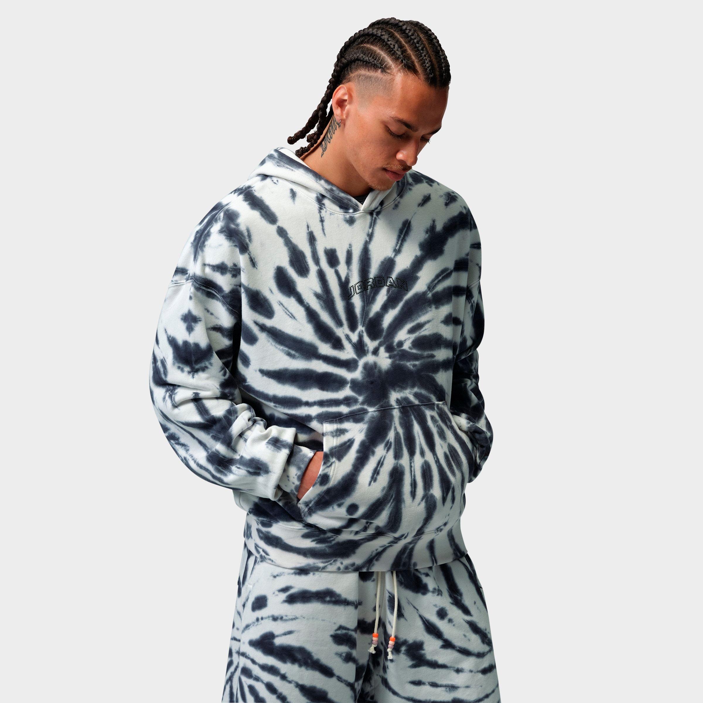 Jordan Men's Brooklyn Fleece Tie-Dye Festival Pullover Hoodie in Sail/Off-Noir/Black Size: Small